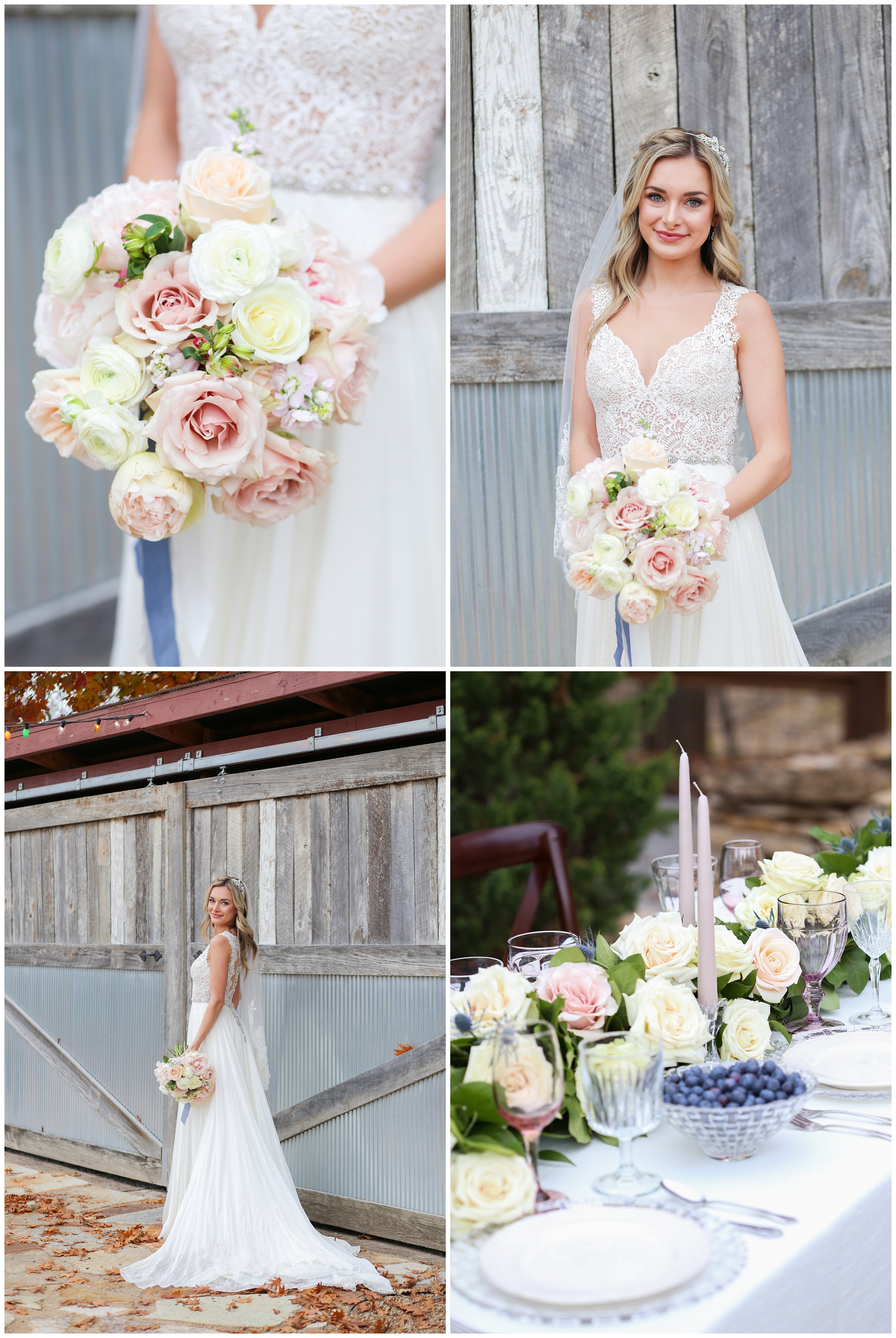 Barn at Riverbend Wedding | Kansas City Overland Park Leawood Olathe Wedding Photographer | Family Photographer Kansas City Kansas Mariam Saifan Photography Dusty Pink Romantic Styled Shoot Blue Bouquet KC Ultra Pom