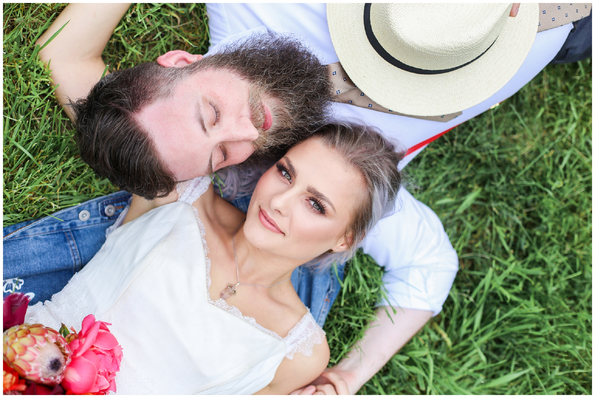 Bride & Groom Photos - Hot Pink Bouquet - Kansas City Wedding Photographer - Wedding at Legacy Hills - Mariam Saifan