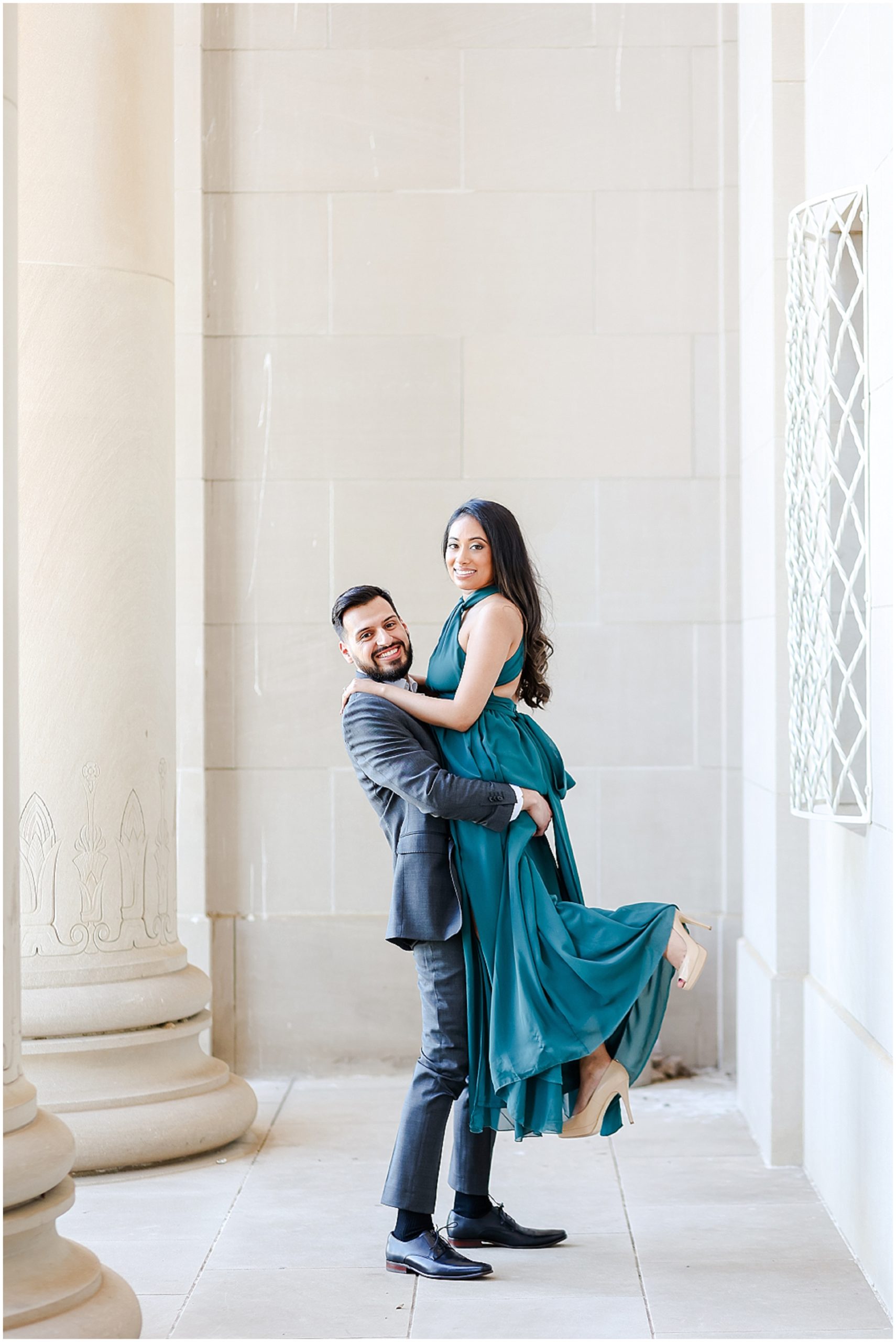 Fusion Indian Engagement Photos at Kansas City Nelson Atkins Museum for Bryant & Kaman - Mariam Saifan Photography - Where to take Engagement Photos - What to Wear to Engagement Session - Style Guide - Best Indian Wedding Photography Kansas City and STL - The Lift Wedding Poses 