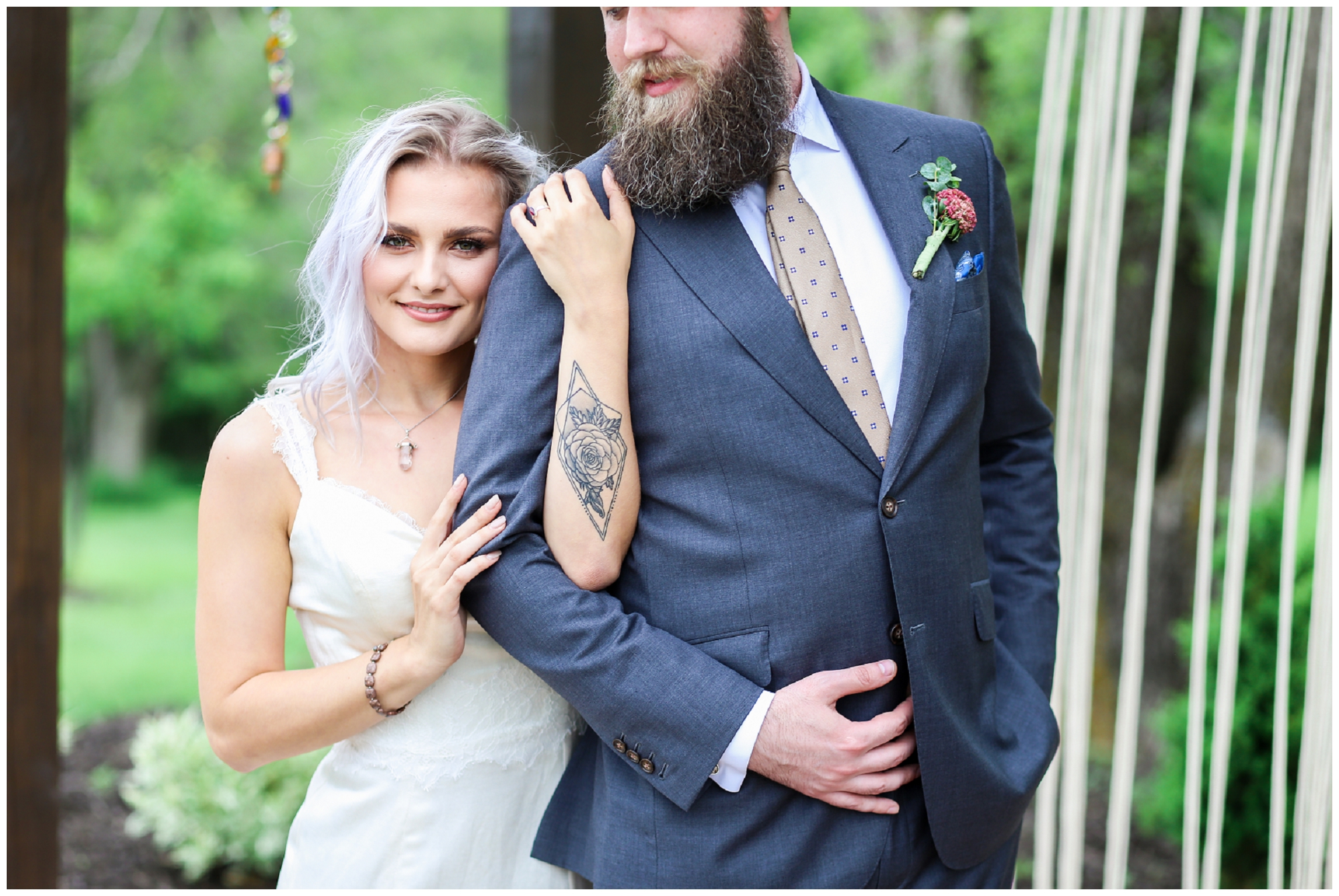 Legacy at Green Hills - Boho Wedding - Kansas City Wedding Photographer - Paper Heart Events - Adorable Wedding Couple - Mariam Saifan Photography