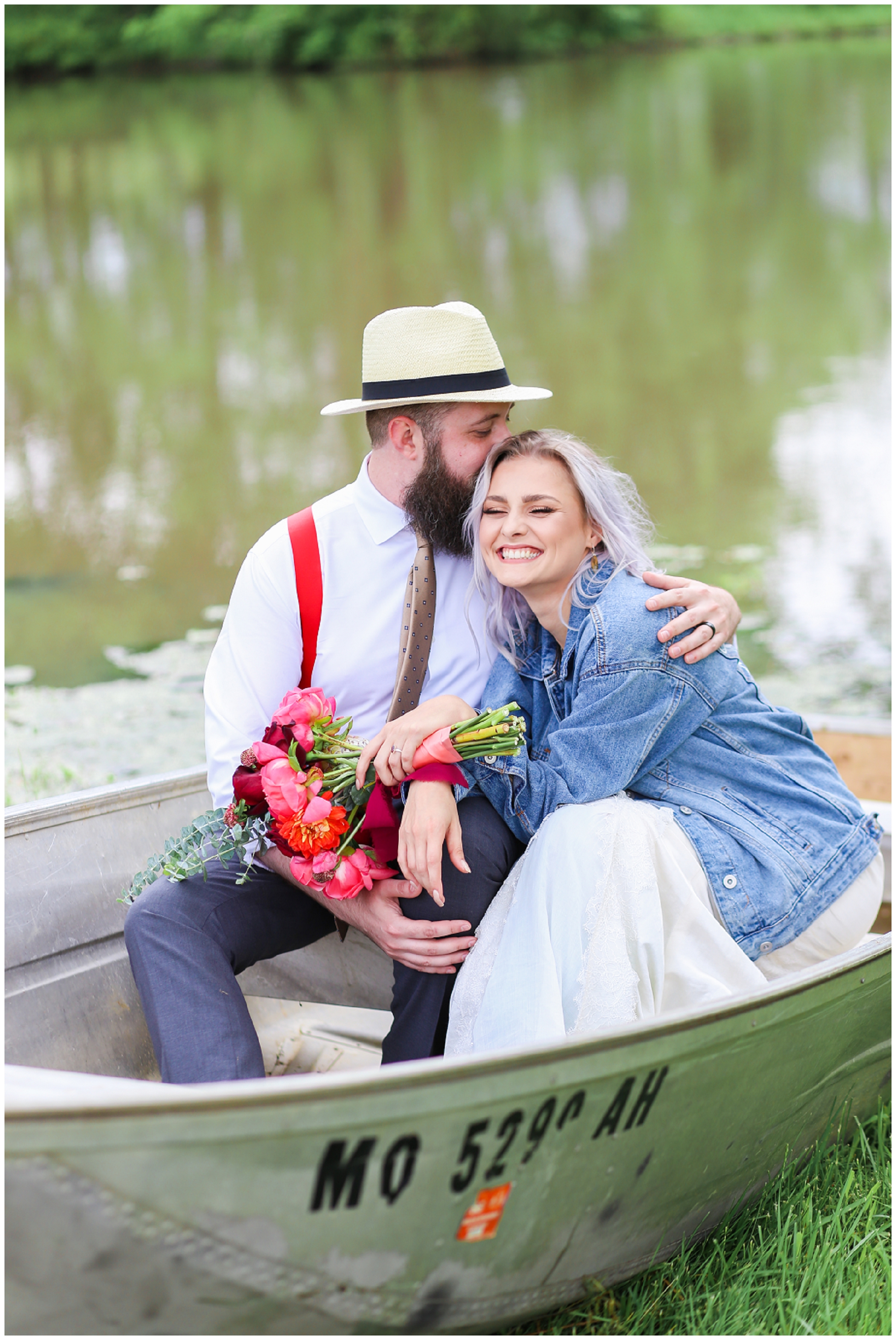 Wedding at Legacy at Green Hills - Boho Bride & Groom - Canoe - Mariam Saifan Photography - EA Bride - Best KC Overland Park Wedding Photographer 
