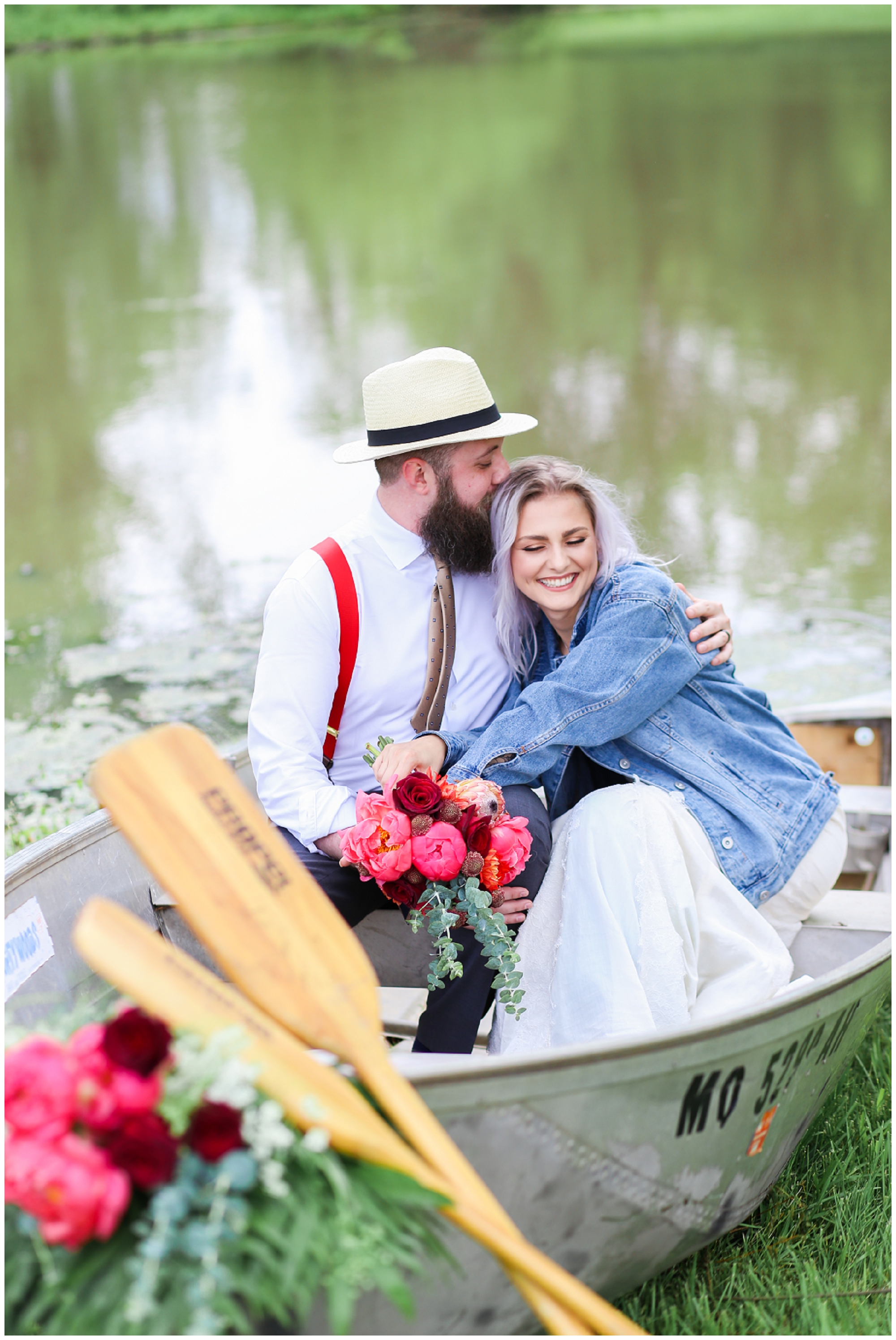 Wedding at Legacy at Green Hills - Boho Bride & Groom - Canoe - Mariam Saifan Photography - EA Bride - Best KC Overland Park Wedding Photographer 