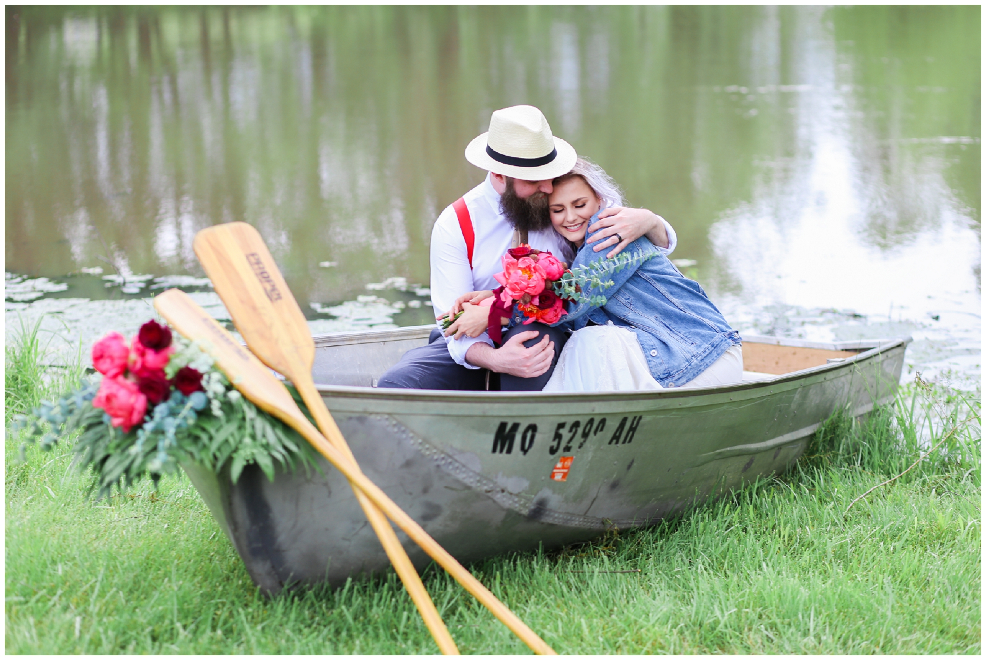 Wedding at Legacy at Green Hills - Boho Bride & Groom - Canoe - Mariam Saifan Photography - EA Bride - Best KC Overland Park Wedding Photographer 
