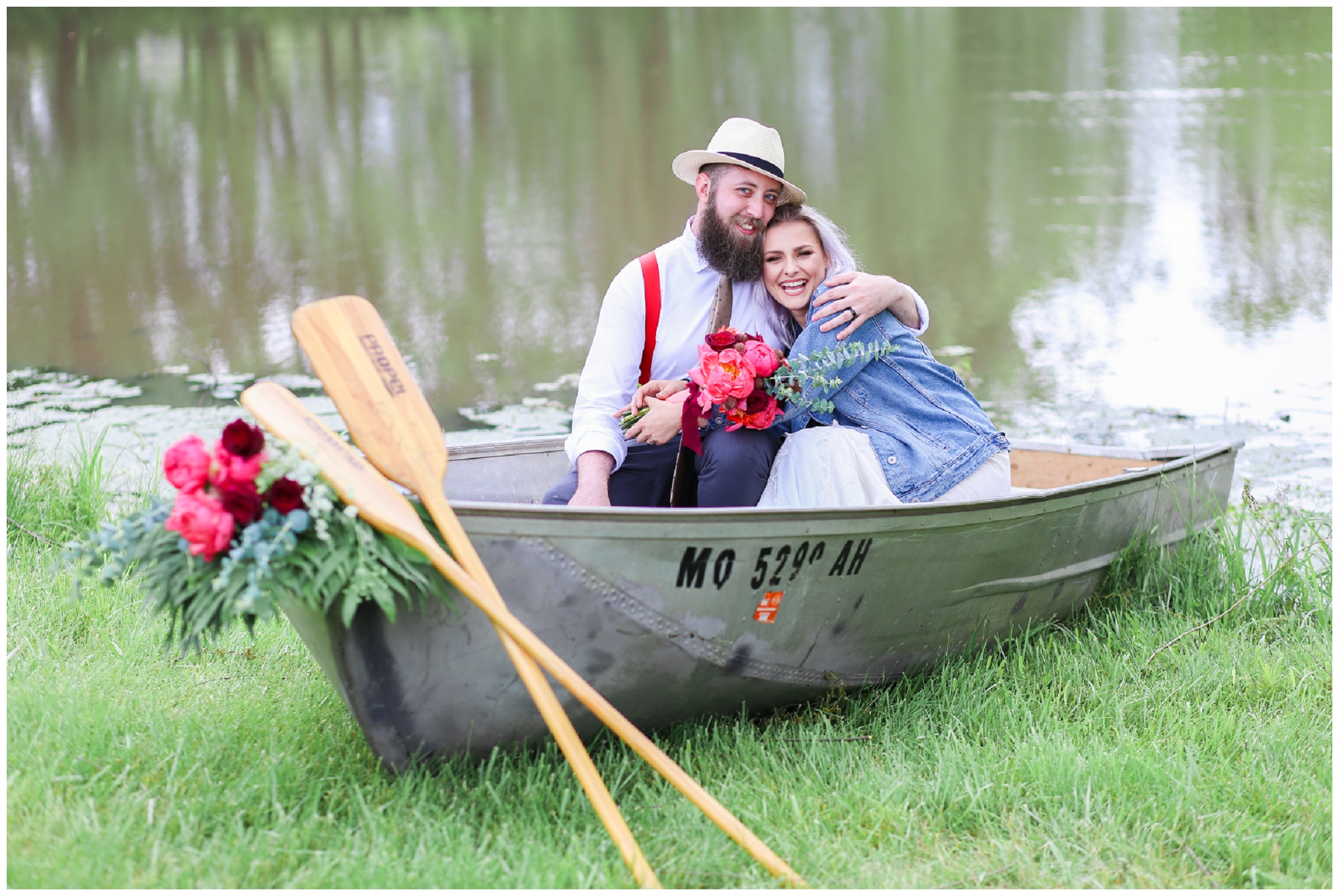 Wedding at Legacy at Green Hills - Boho Bride & Groom - Canoe - Mariam Saifan Photography - EA Bride - Best KC Overland Park Wedding Photographer 