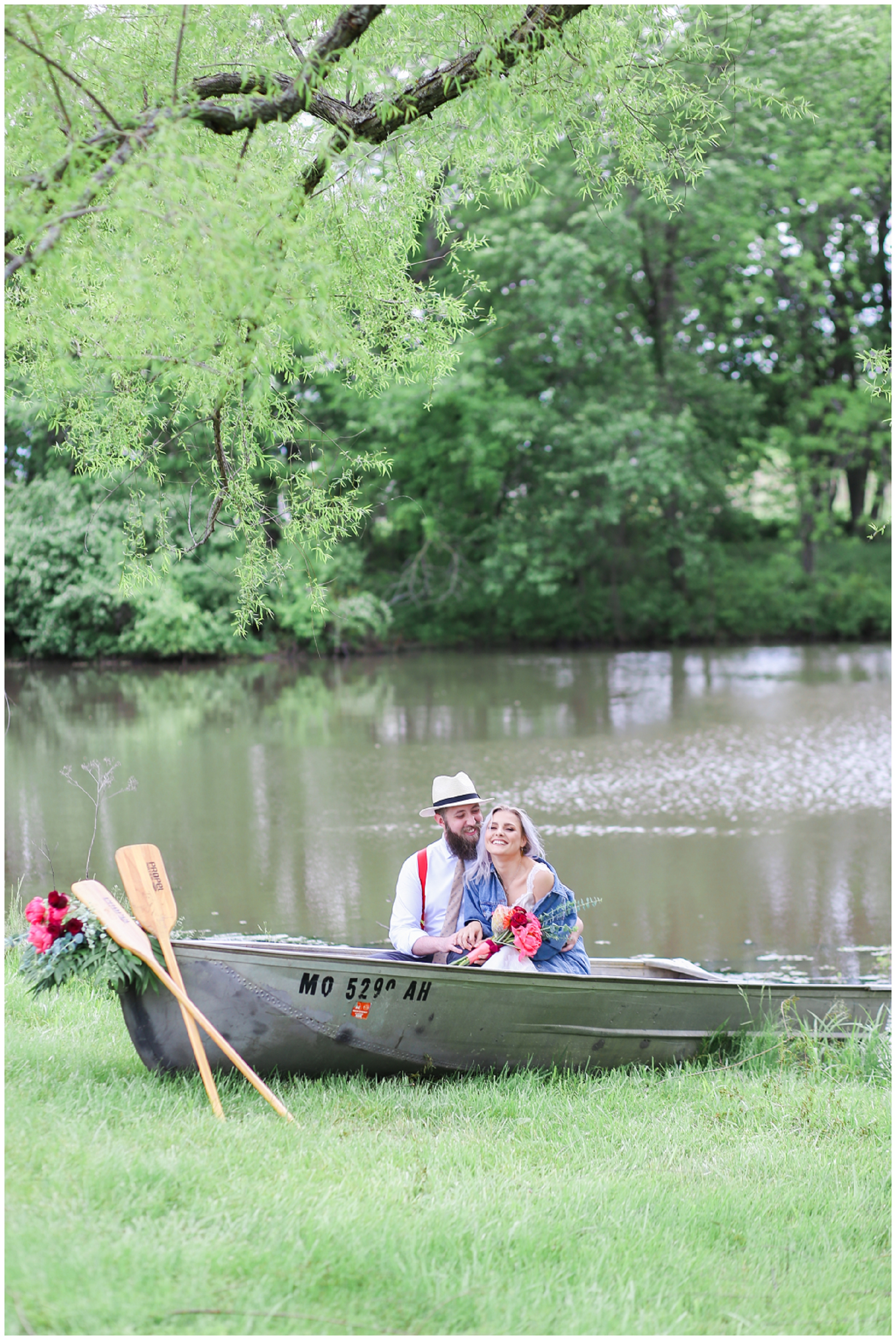 Wedding at Legacy at Green Hills - Boho Bride & Groom - Canoe - Mariam Saifan Photography - EA Bride - Best KC Overland Park Wedding Photographer 