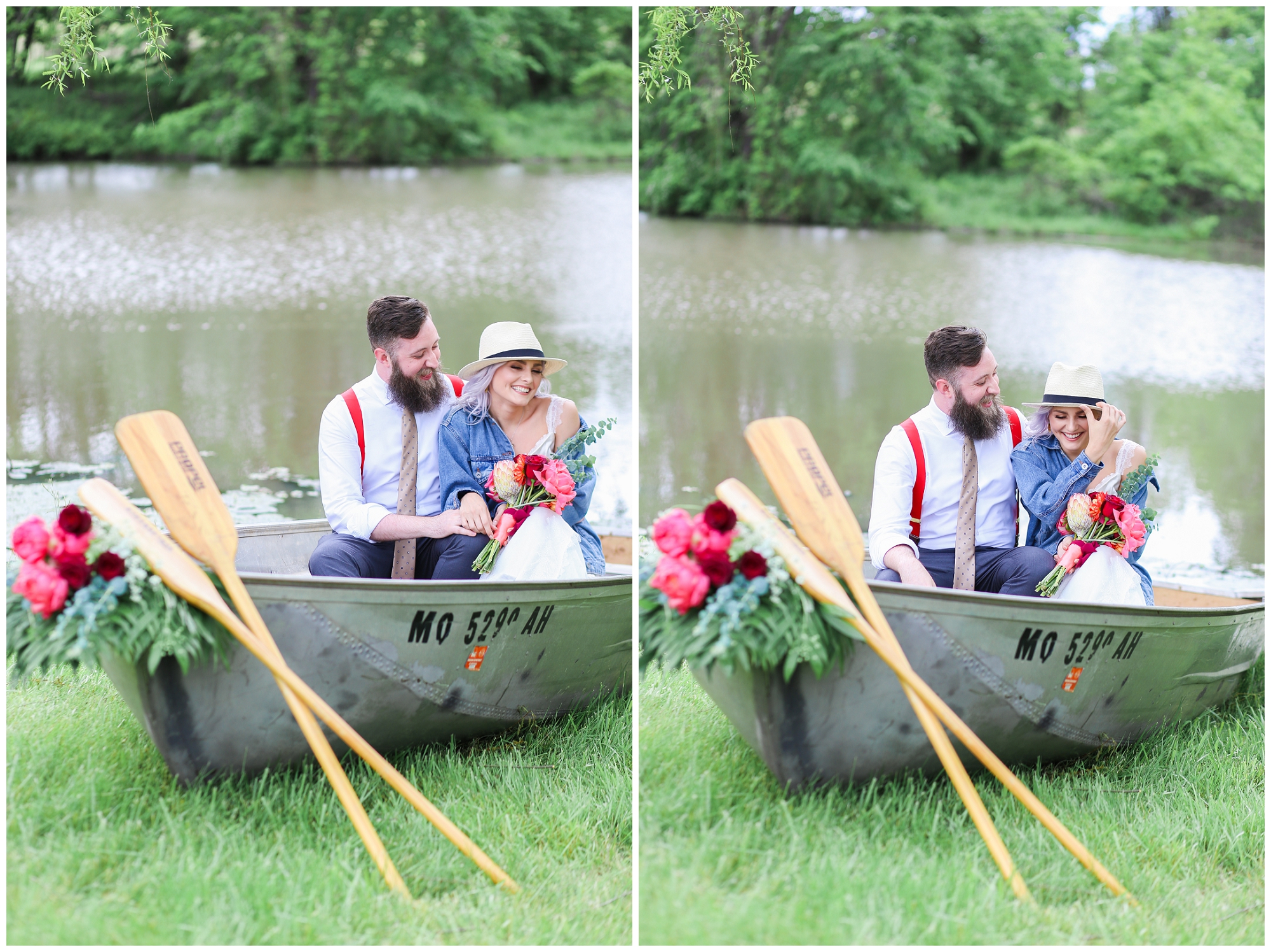Wedding at Legacy at Green Hills - Boho Bride & Groom - Canoe - Mariam Saifan Photography - EA Bride - Best KC Overland Park Wedding Photographer 