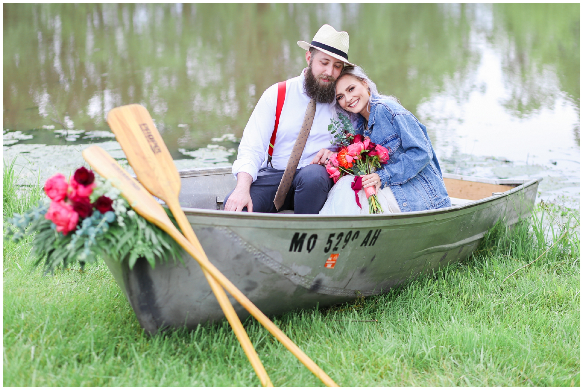 Wedding at Legacy at Green Hills - Boho Bride & Groom - Canoe - Mariam Saifan Photography - EA Bride - Best KC Overland Park Wedding Photographer 