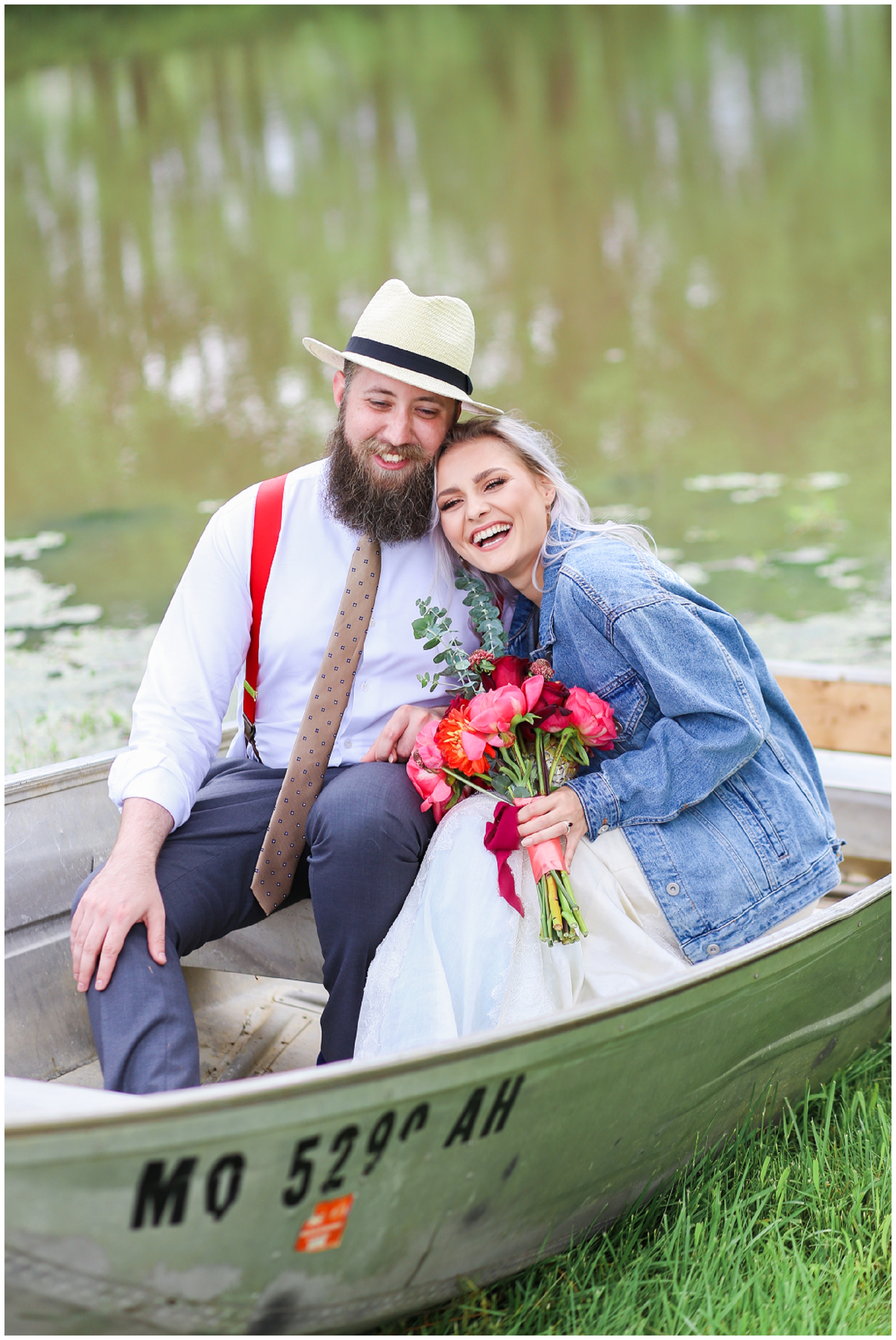Wedding at Legacy at Green Hills - Boho Bride & Groom - Canoe - Mariam Saifan Photography - EA Bride - Best KC Overland Park Wedding Photographer 