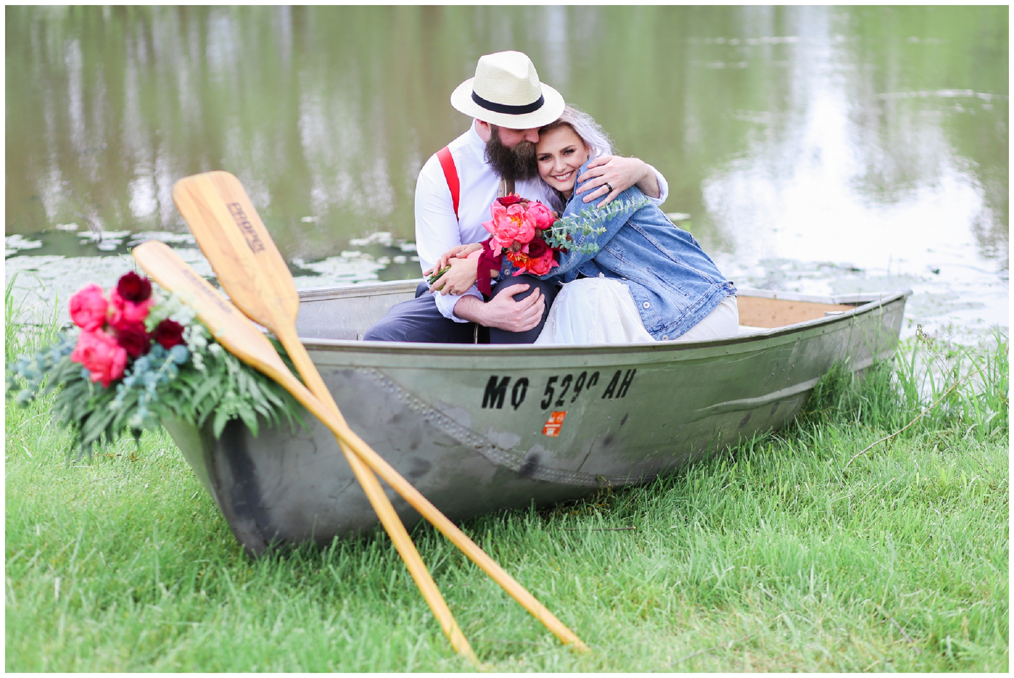 Wedding at Legacy at Green Hills - Boho Bride & Groom - Canoe - Mariam Saifan Photography - EA Bride - Best KC Overland Park Wedding Photographer