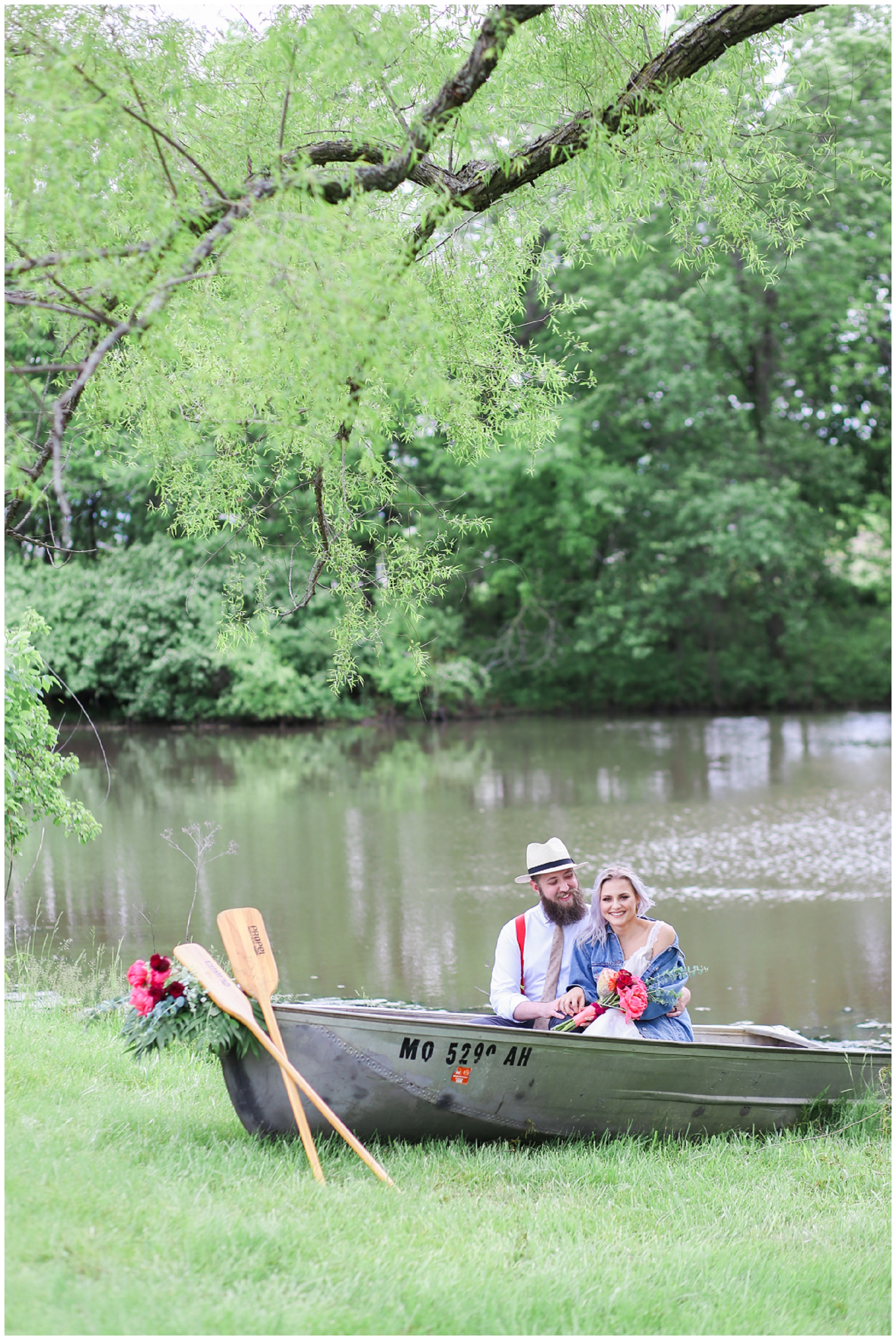 Wedding at Legacy at Green Hills - Boho Bride & Groom - Canoe - Mariam Saifan Photography - EA Bride - Best KC Overland Park Wedding Photographer 