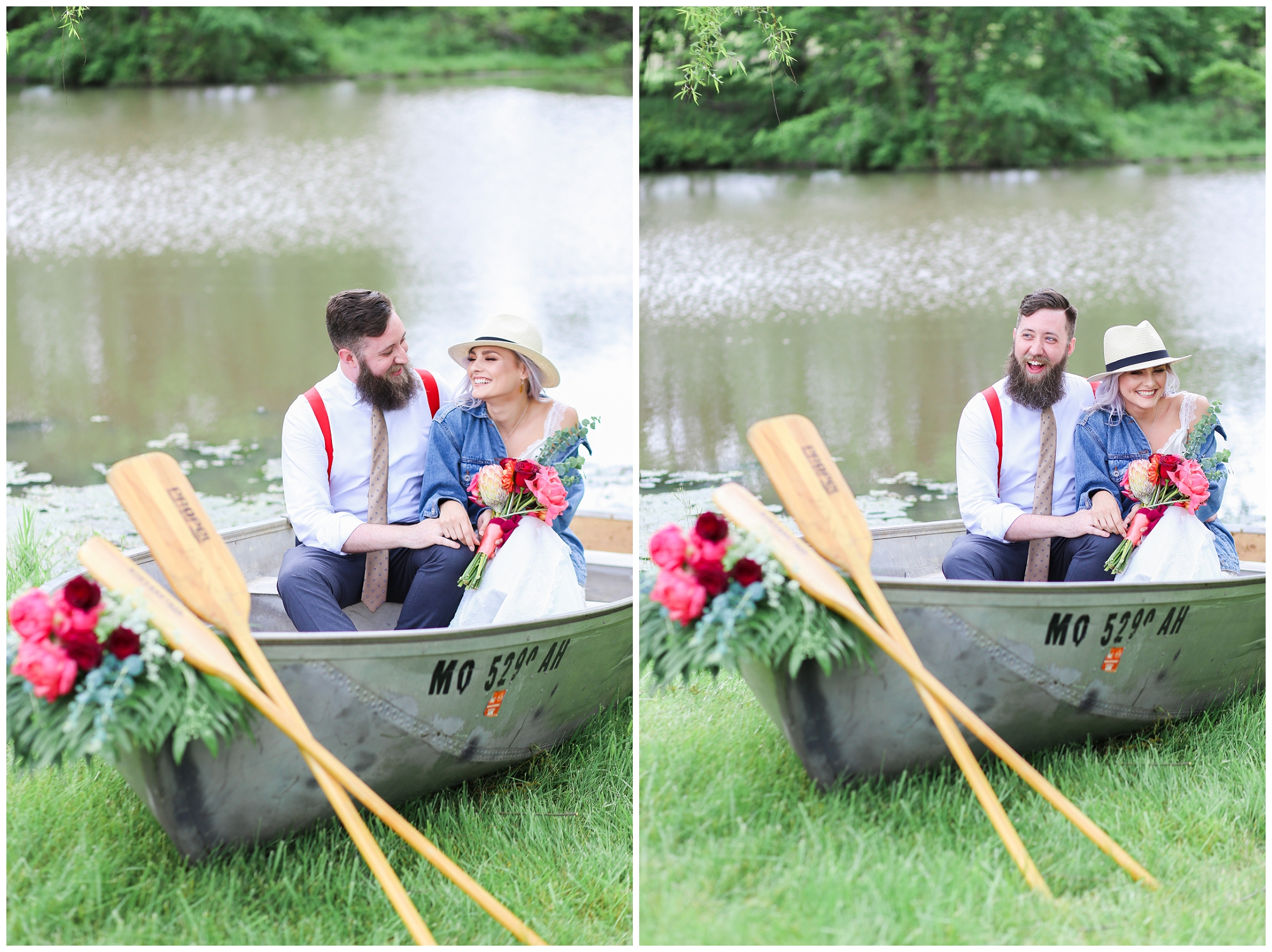Wedding at Legacy at Green Hills - Boho Bride & Groom - Canoe - Mariam Saifan Photography - EA Bride - Best KC Overland Park Wedding Photographer 