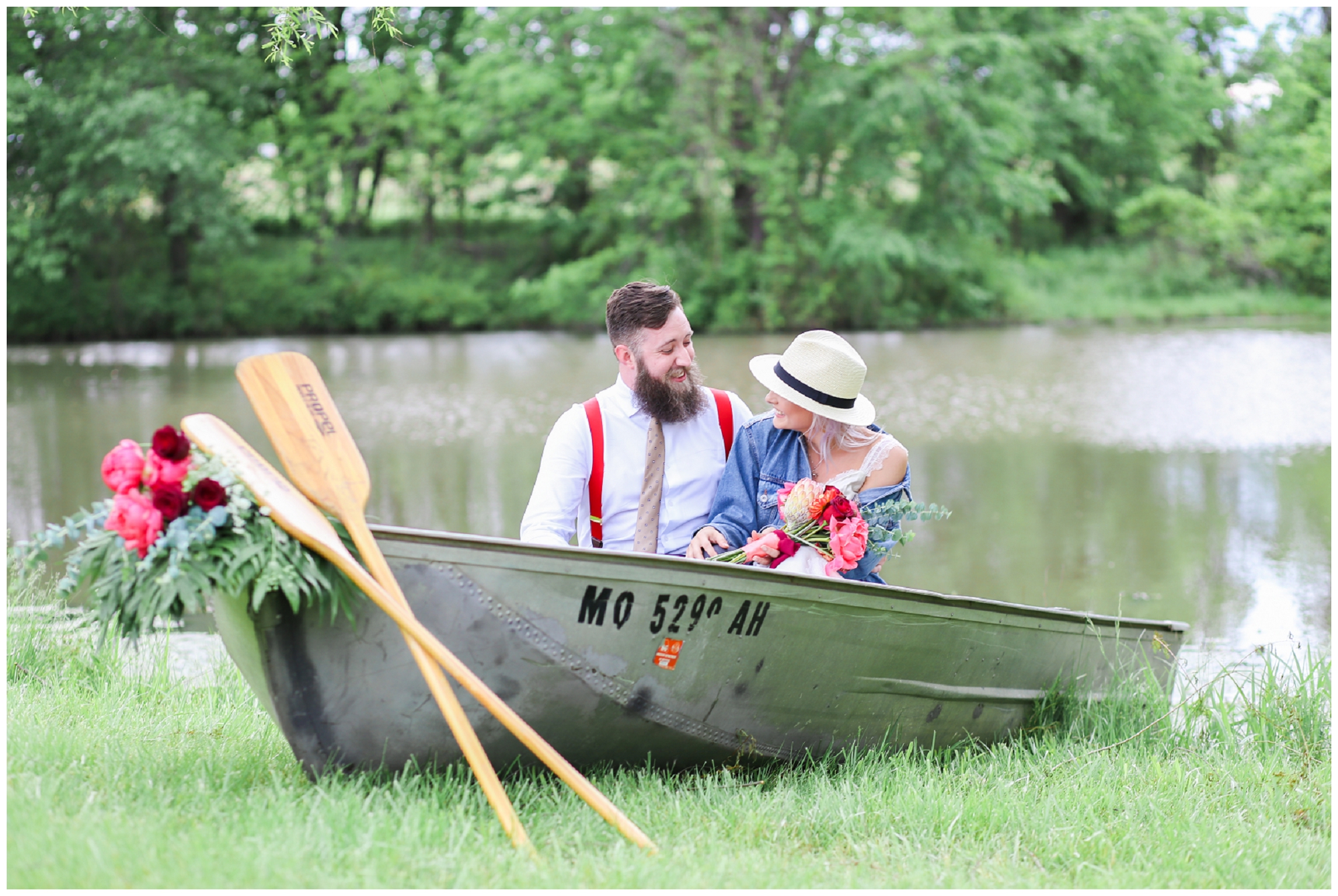 Wedding at Legacy at Green Hills - Boho Bride & Groom - Canoe - Mariam Saifan Photography - EA Bride - Best KC Overland Park Wedding Photographer 