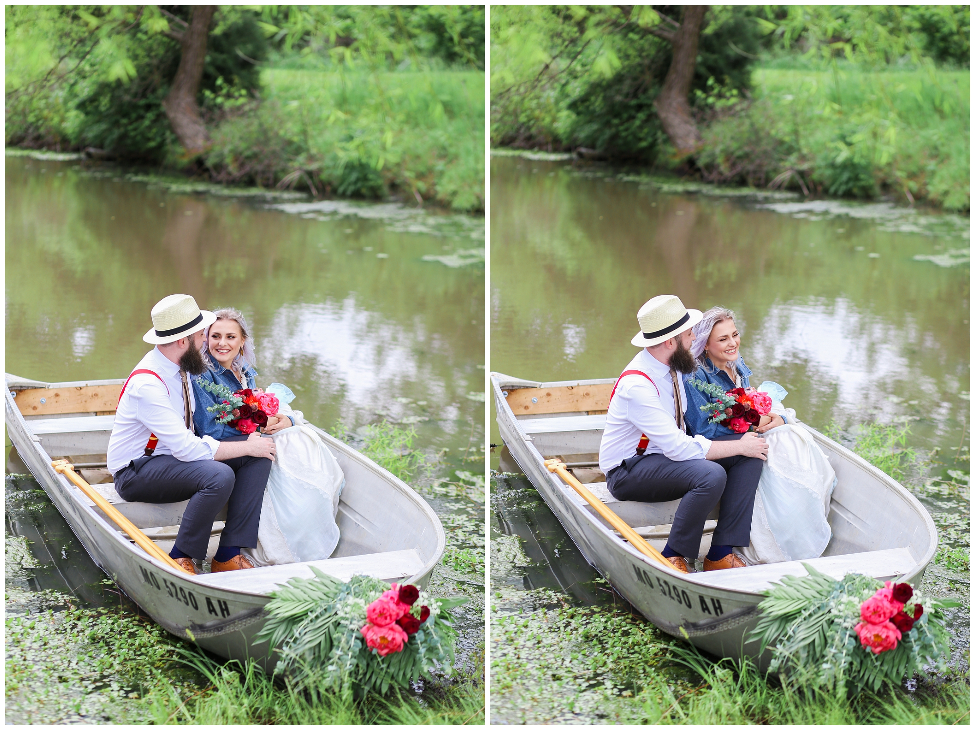 Wedding at Legacy at Green Hills - Boho Bride & Groom - Canoe - Mariam Saifan Photography - EA Bride - Best KC Overland Park Wedding Photographer 