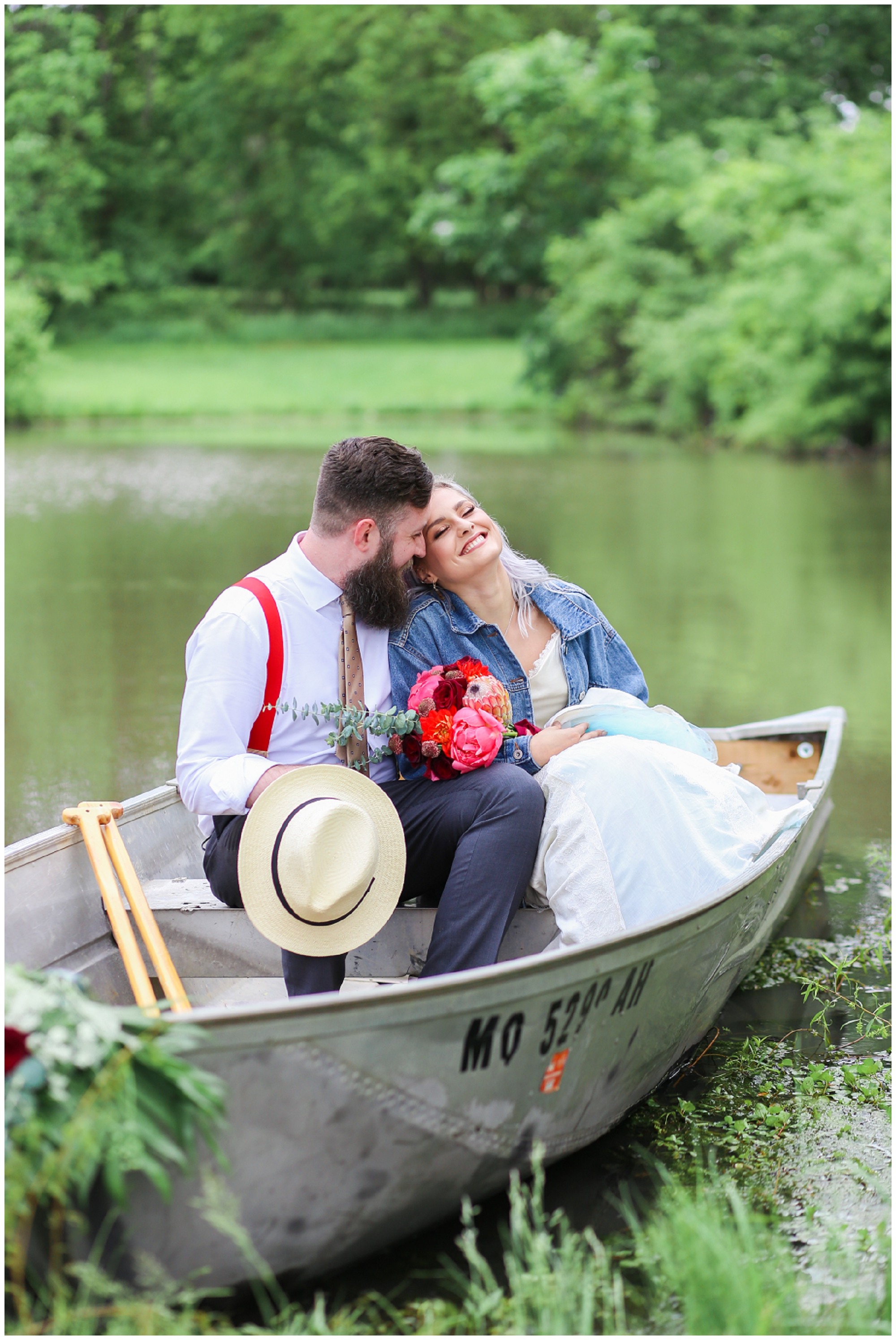 Wedding at Legacy at Green Hills - Boho Bride & Groom - Canoe - Mariam Saifan Photography - EA Bride - Best KC Overland Park Wedding Photographer 