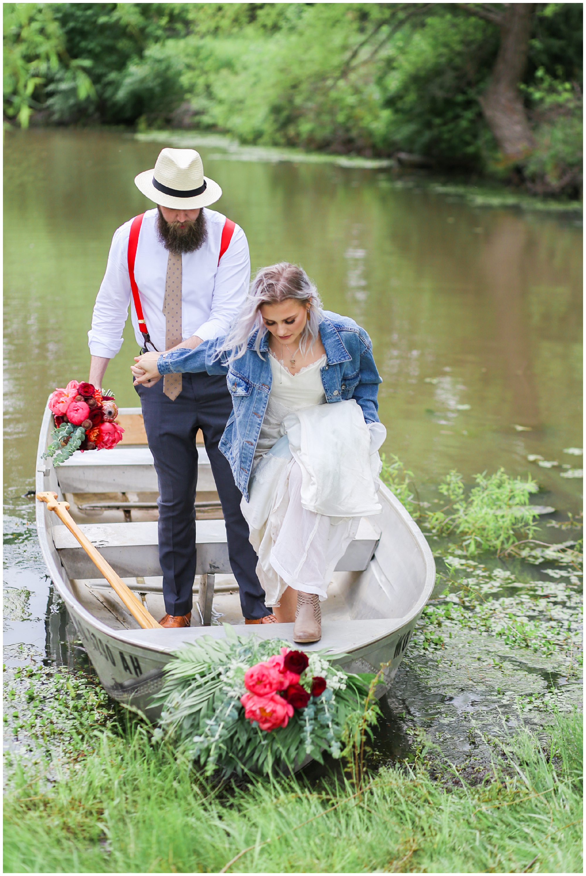 Wedding at Legacy at Green Hills - Boho Bride & Groom - Canoe - Mariam Saifan Photography - EA Bride - Best KC Overland Park Wedding Photographer 