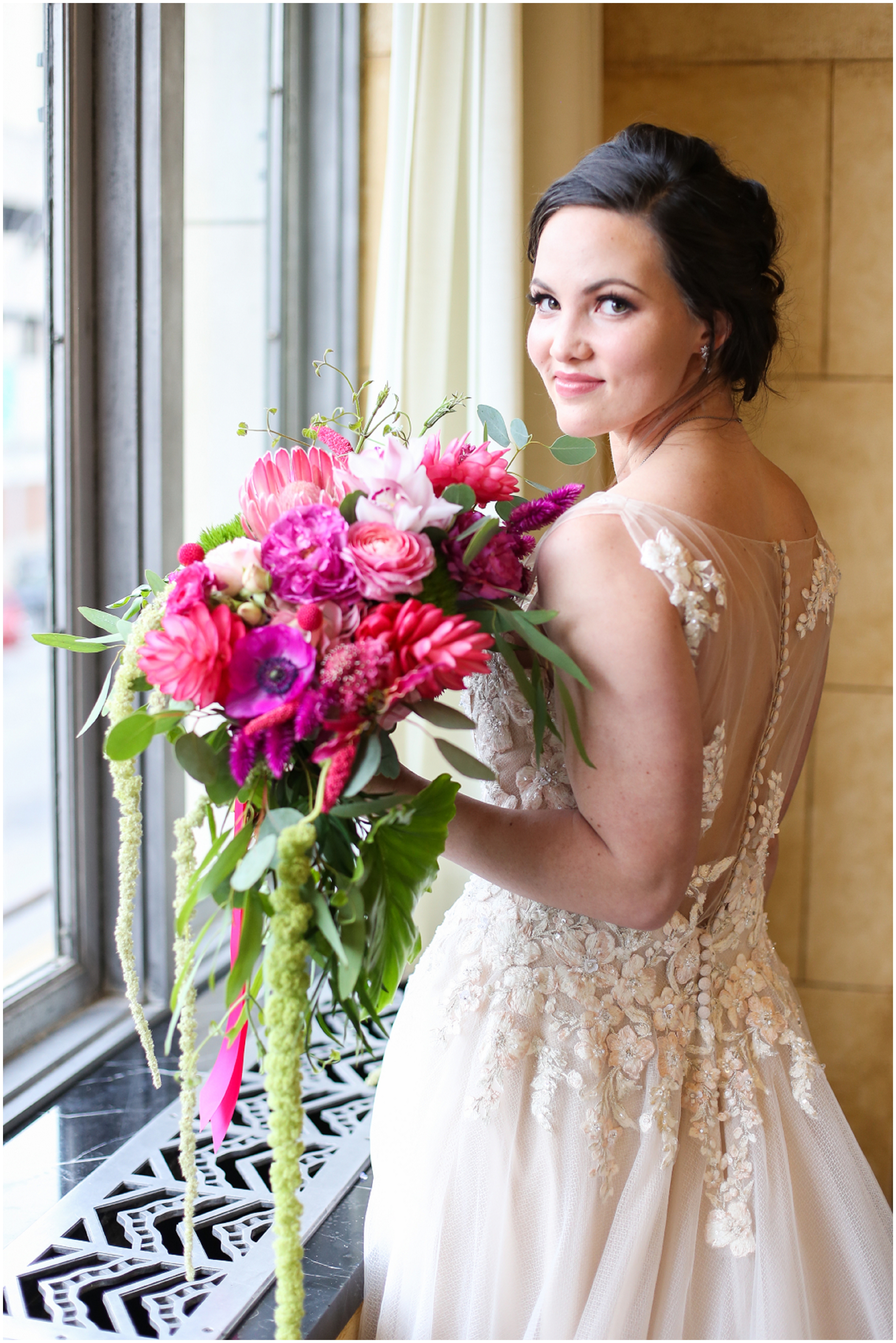 Bridal Portraits Window - Grand Hall Wedding in Kansas City - Wedding Photography - Kansas City Best Wedding Photographer - Overland Park Wedding Photographer - The Grand Hall KC