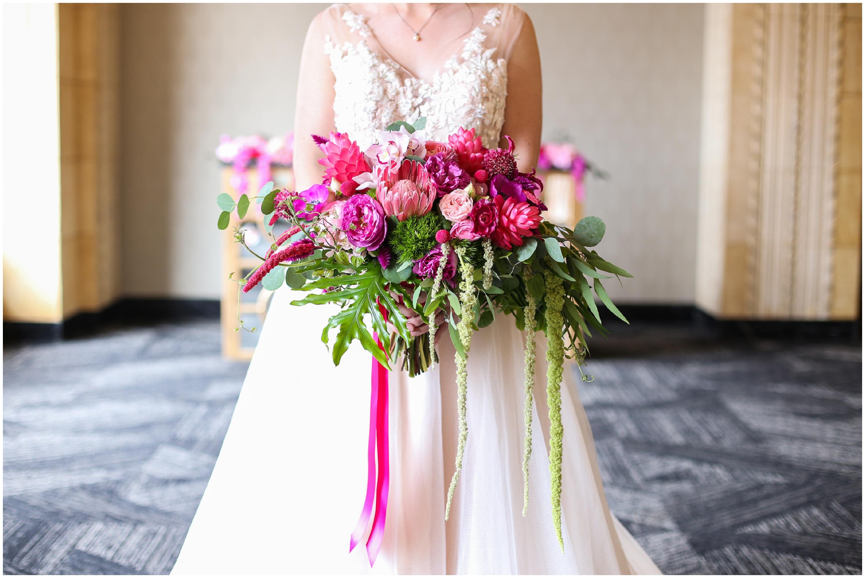 pink wedding bouquet Grand Hall Wedding in Kansas City - Wedding Photography - Kansas City Best Wedding Photographer - Overland Park Wedding Photographer - The Grand Hall KC