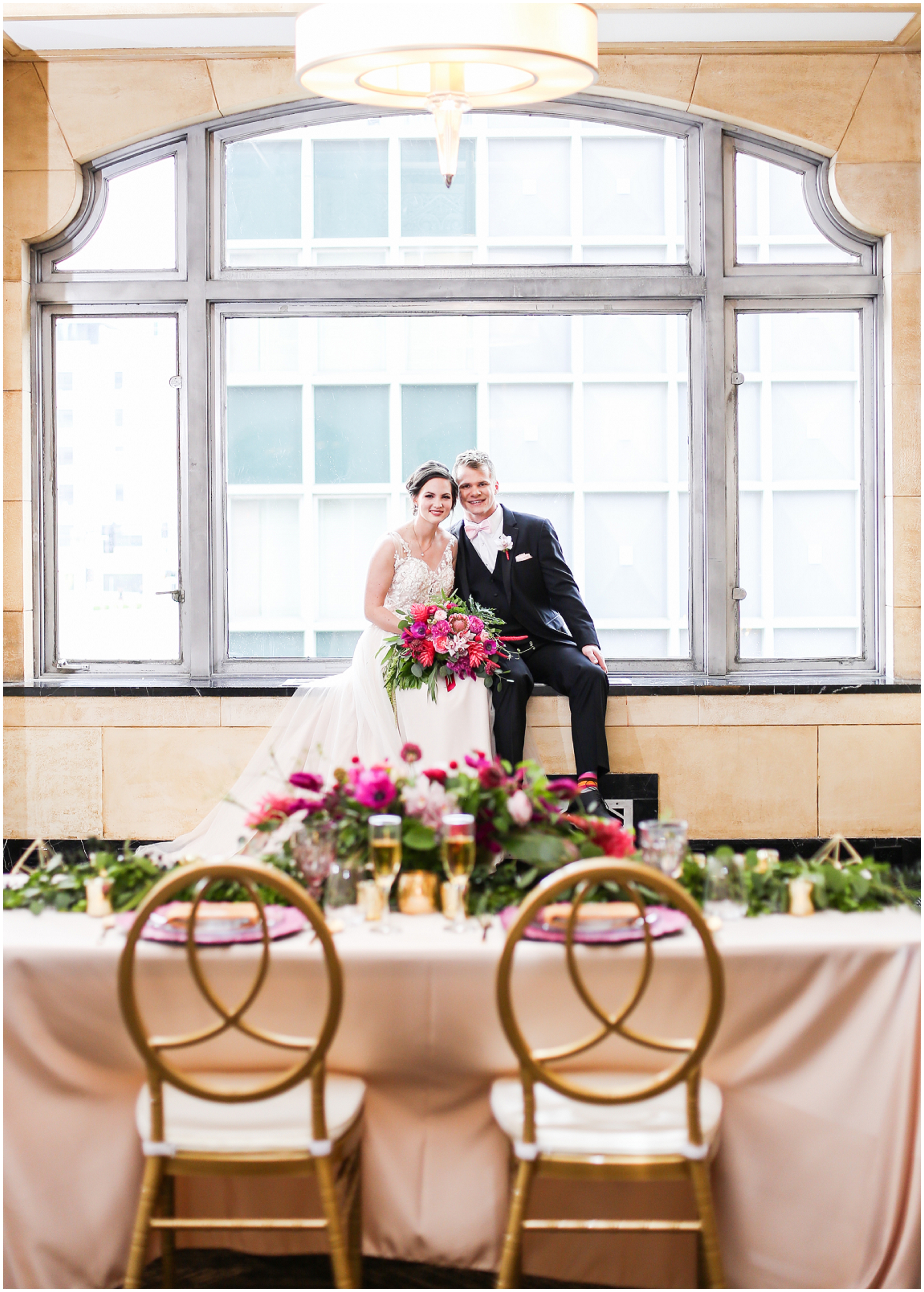 bride and groom at window - Grand Hall Wedding in Kansas City - Wedding Photography - Kansas City Best Wedding Photographer - Overland Park Wedding Photographer - The Grand Hall KC