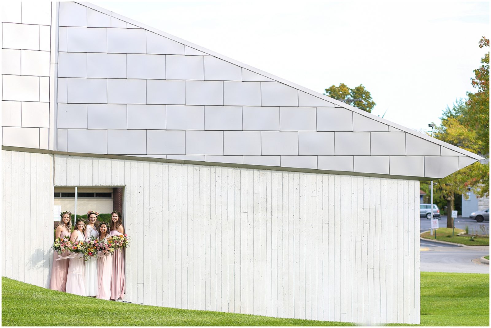 bridesmaids - blush dress - Kemper Museum of contemporary art - mariam saifan photography - kansas city wedding photography