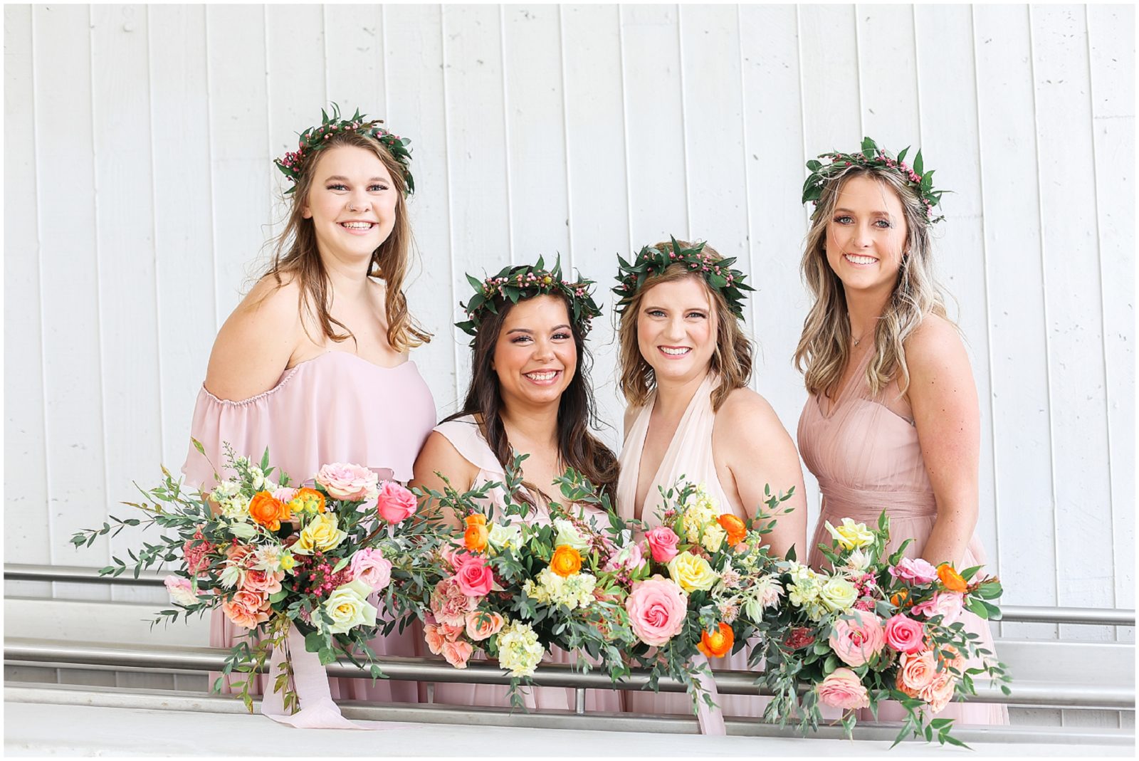 Boho Bridal party - bridesmaids - blush dress - Kemper Museum of contemporary art - mariam saifan photography - kansas city wedding photography