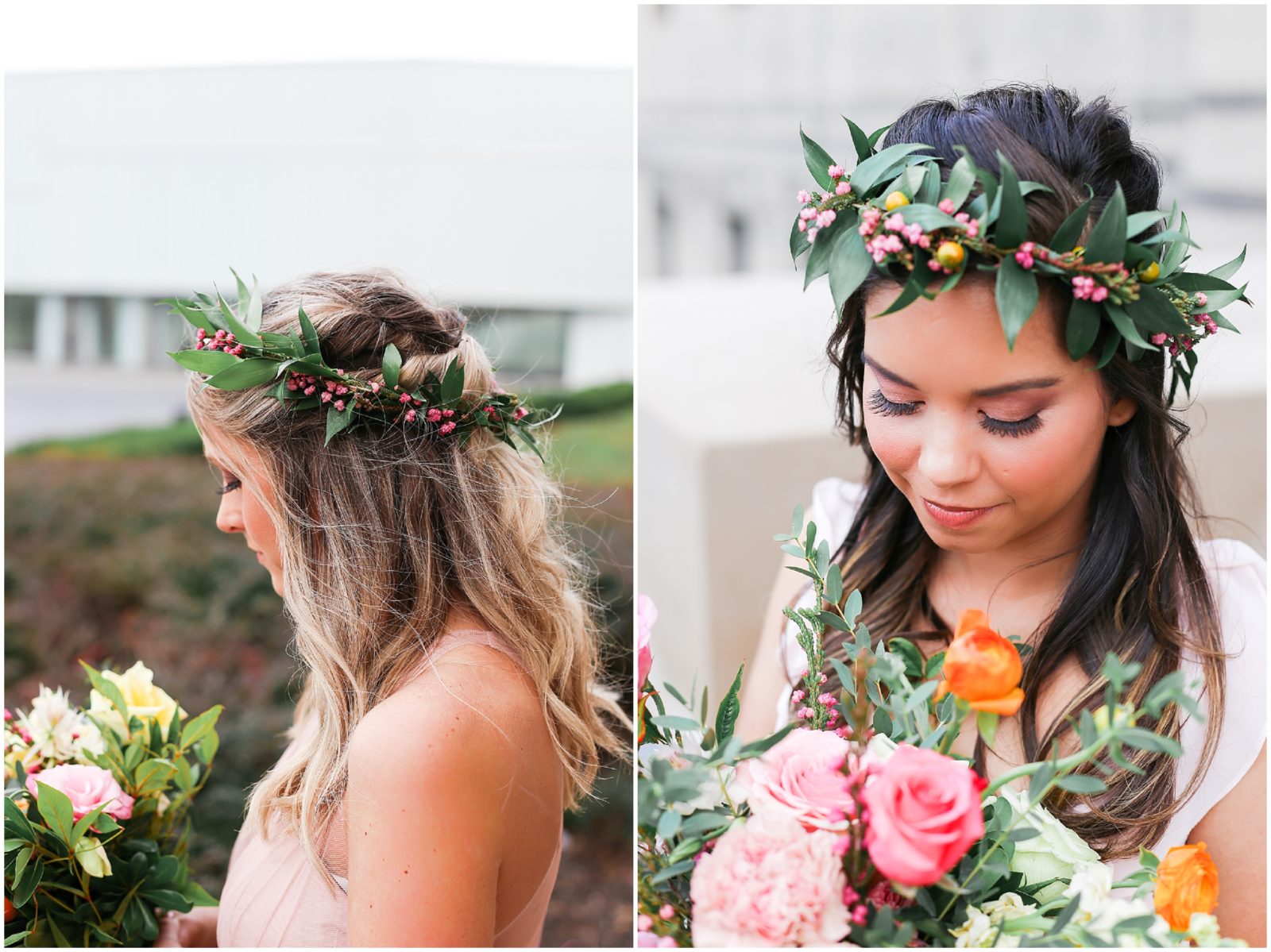 flower crowns - solstice floral studio - mariam saifan photography - bridal makeup - bridesmaids makeup - hello lovely kc