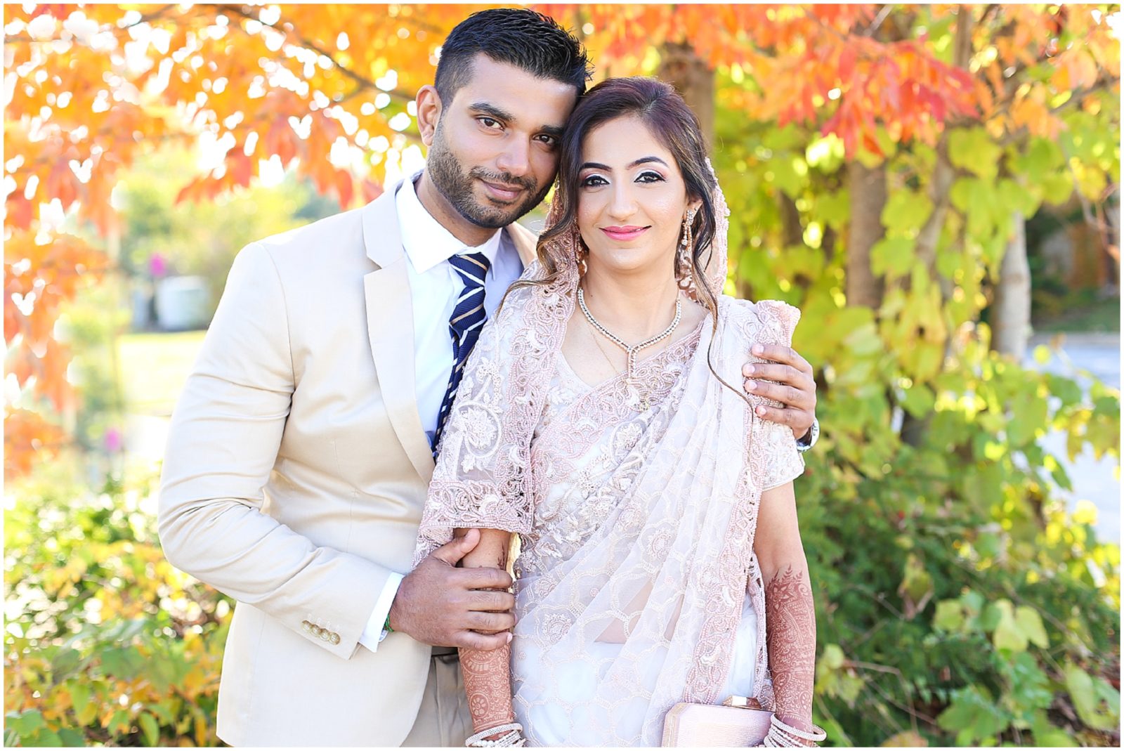 fall portarits Indian Pakistani Wedding in Kansas City - Olathe Community Center - Indian Wedding Reception by Kiran Decor- Photography by Mariam - KC Wedding Photographer