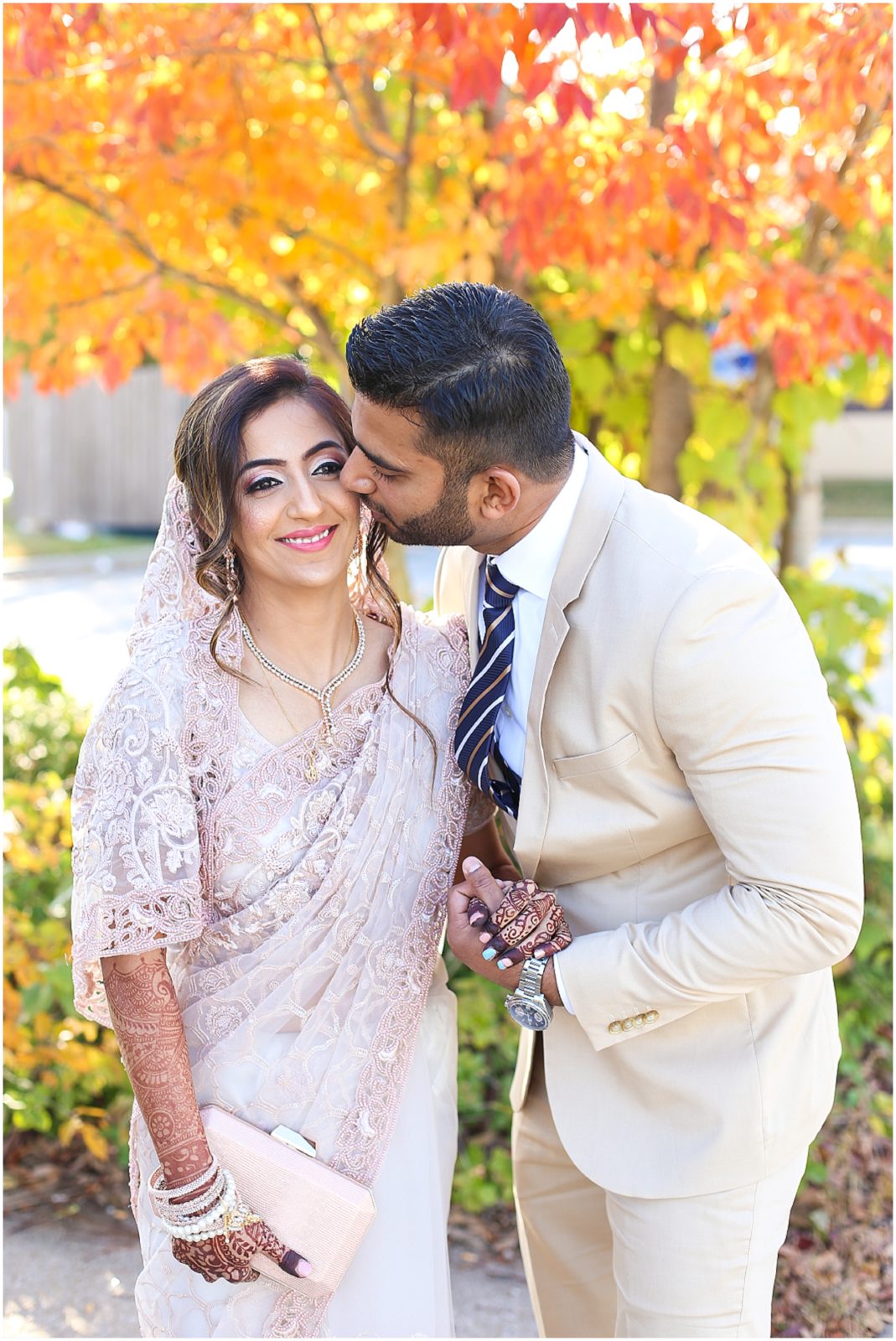 groom kiss bride portraits - Indian Pakistani Wedding in Kansas City - Olathe Community Center - Indian Wedding Reception by Kiran Decor- Photography by Mariam - KC Wedding Photographer