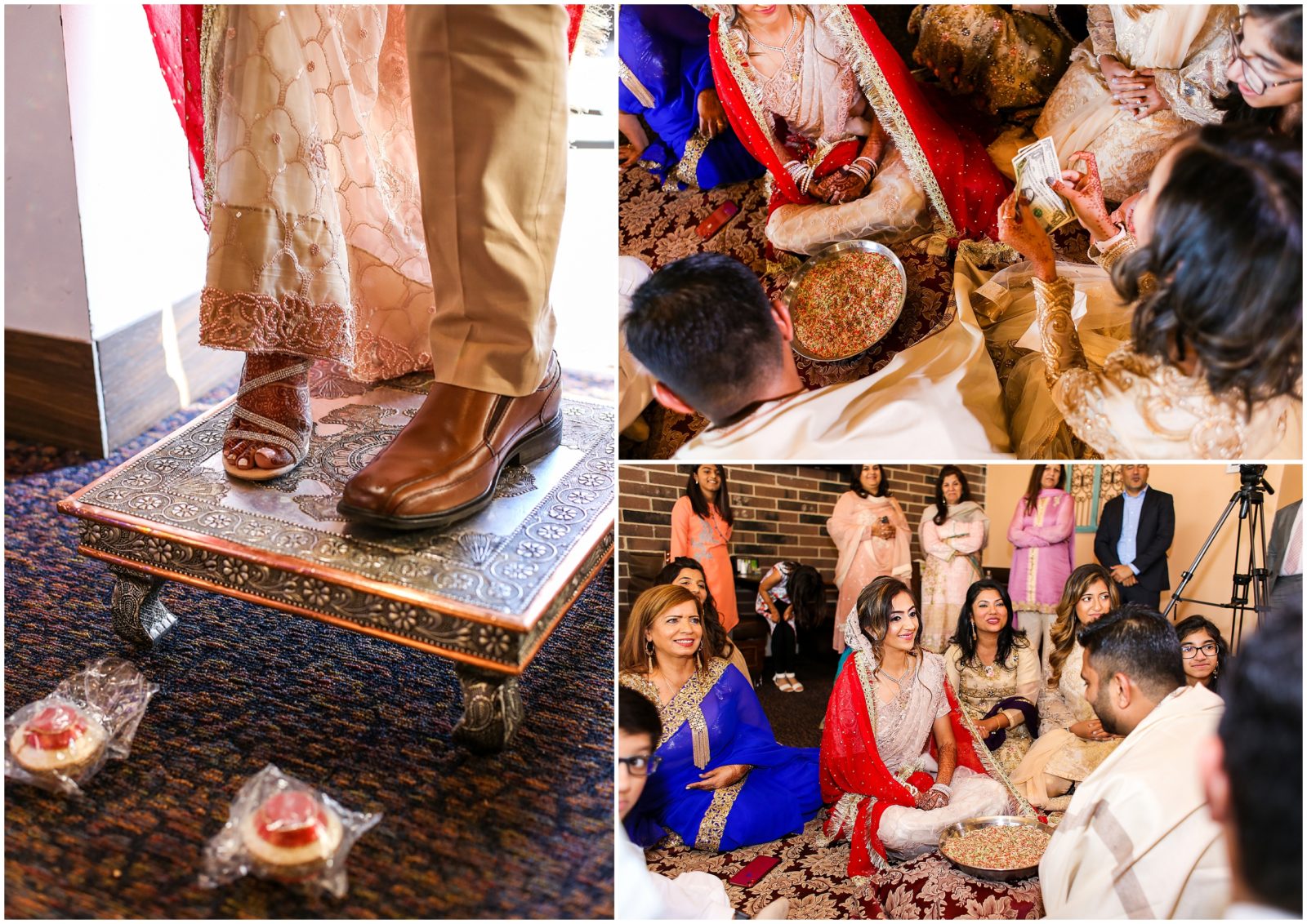 crushing feet rice steel shoes - Indian Pakistani Wedding in Kansas City - Olathe Community Center - Indian Wedding Reception by Kiran Decor- Photography by Mariam - KC Wedding Photographer