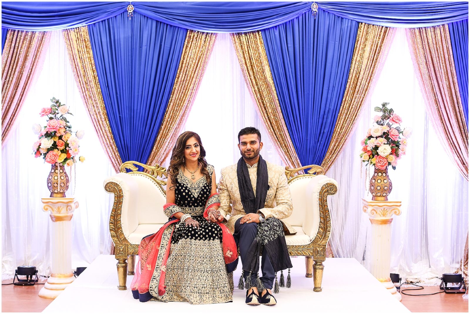 bride and groom on stage