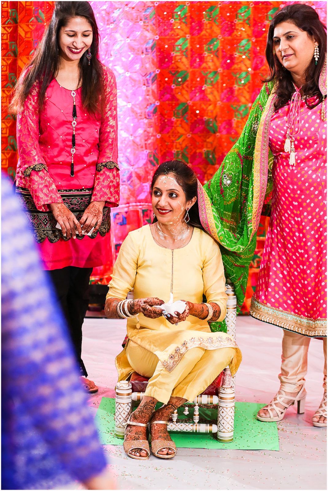 bride with pithi - Indian Pakistani Wedding Hennah Party in Olathe Eagles Landing - Kansas City Indian Wedding Photographer
