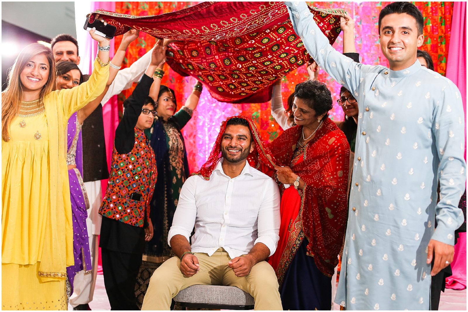 groom smiling Indian Pakistani Wedding Hennah Party in Olathe Eagles Landing - Kansas City Indian Wedding Photographer
