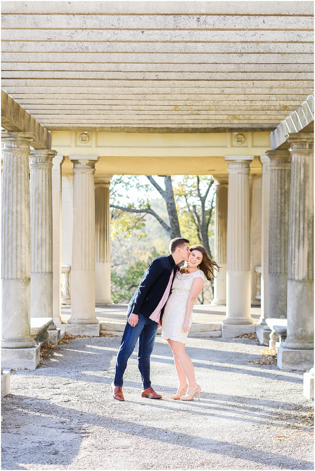 Portraits at colonnade - Avery and Jack Engagement Session - Kansas City West Bottoms Engagement Portraits - KC Wedding Photographer - Olathe Lenexa Leawood Kansas Wedding Photography and Video  - Mariam Saifan Photography 