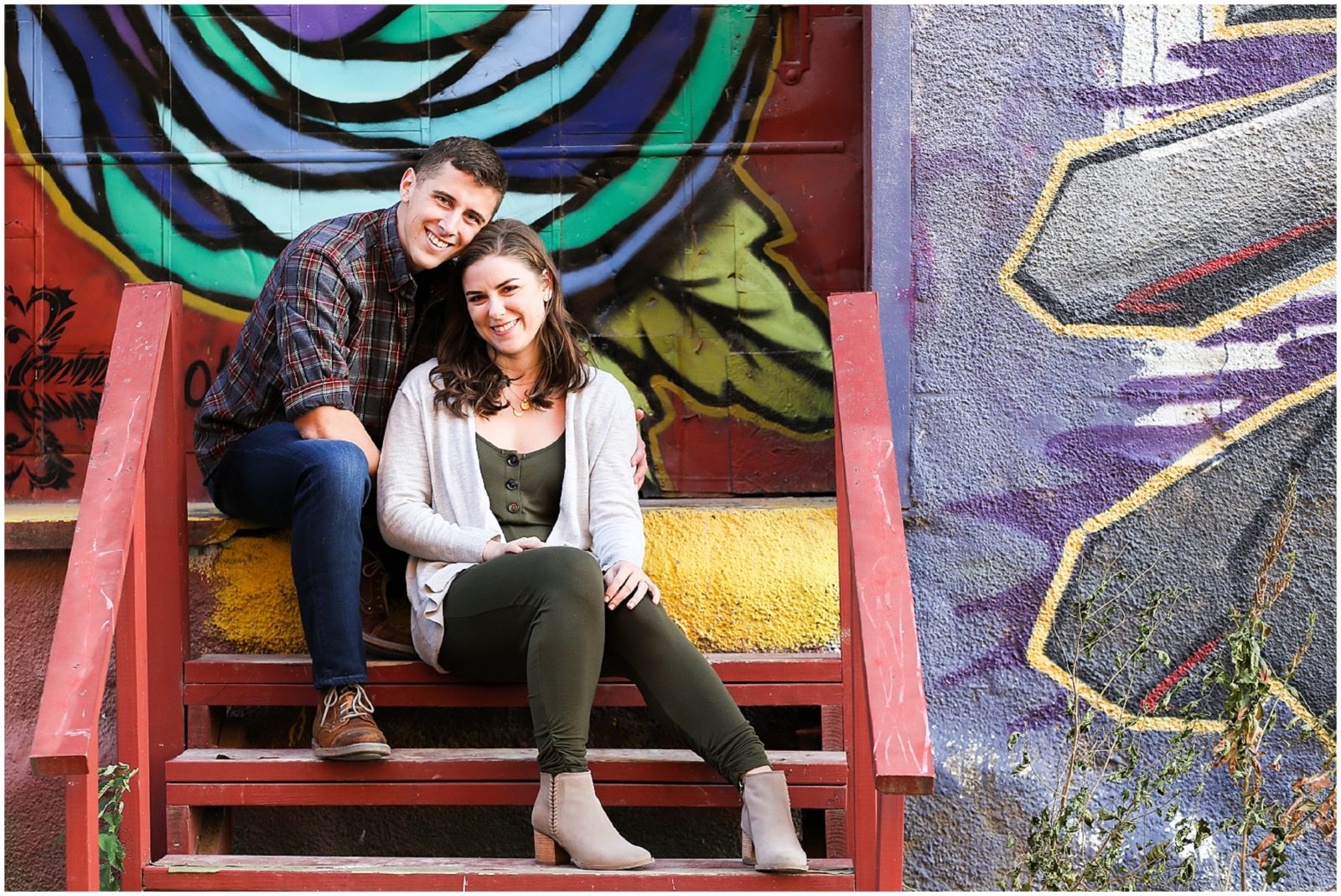 graffiti wall engagement session - Avery and Jack Engagement Session - Kansas City West Bottoms Engagement Portraits - KC Wedding Photographer - Olathe Lenexa Leawood Kansas Wedding Photography and Video  - Mariam Saifan Photography 