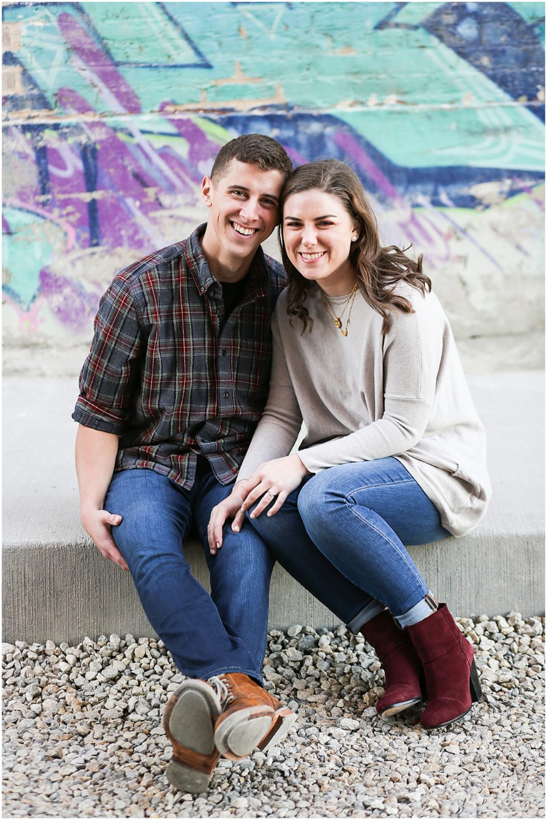 graffiti wall kc - Avery and Jack Engagement Session - Kansas City West Bottoms Engagement Portraits - KC Wedding Photographer - Olathe Lenexa Leawood Kansas Wedding Photography and Video  - Mariam Saifan Photography 