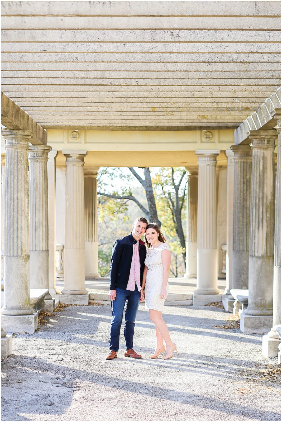 colonnade in kc - Avery and Jack Engagement Session - Kansas City West Bottoms Engagement Portraits - KC Wedding Photographer - Olathe Lenexa Leawood Kansas Wedding Photography and Video  - Mariam Saifan Photography 