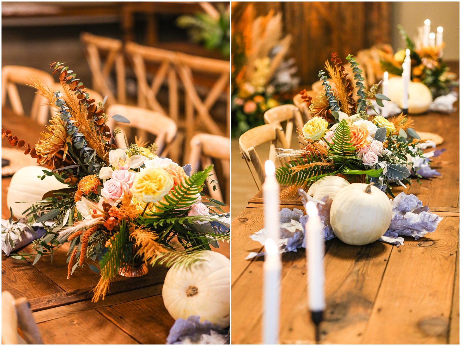 FALL THEMED WEDDING DECOR BY SUPPLY EVENT RENTAL AND HEART AND SOUL KANSAS CITY FLORIST