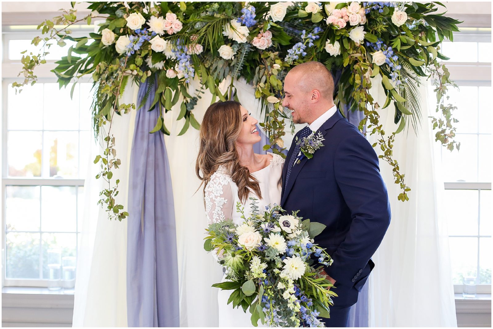 BLUE WEDDING FLOWERS - Kansas City Wedding Venue - 1890 - The Fields at Eighteen Ninenty - Mariam Saifan Photography - Kansas City Portrait + Wedding Photographer - Wedding Planners in KC 