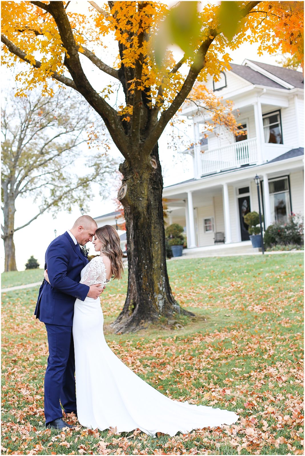 BRIDE AND GROOM FALL WEDDING - FALL WEDDING DECOR - Kansas City Wedding Venue - 1890 - The Fields at Eighteen Ninenty - Mariam Saifan Photography - Kansas City Portrait + Wedding Photographer - Wedding Planners in KC 