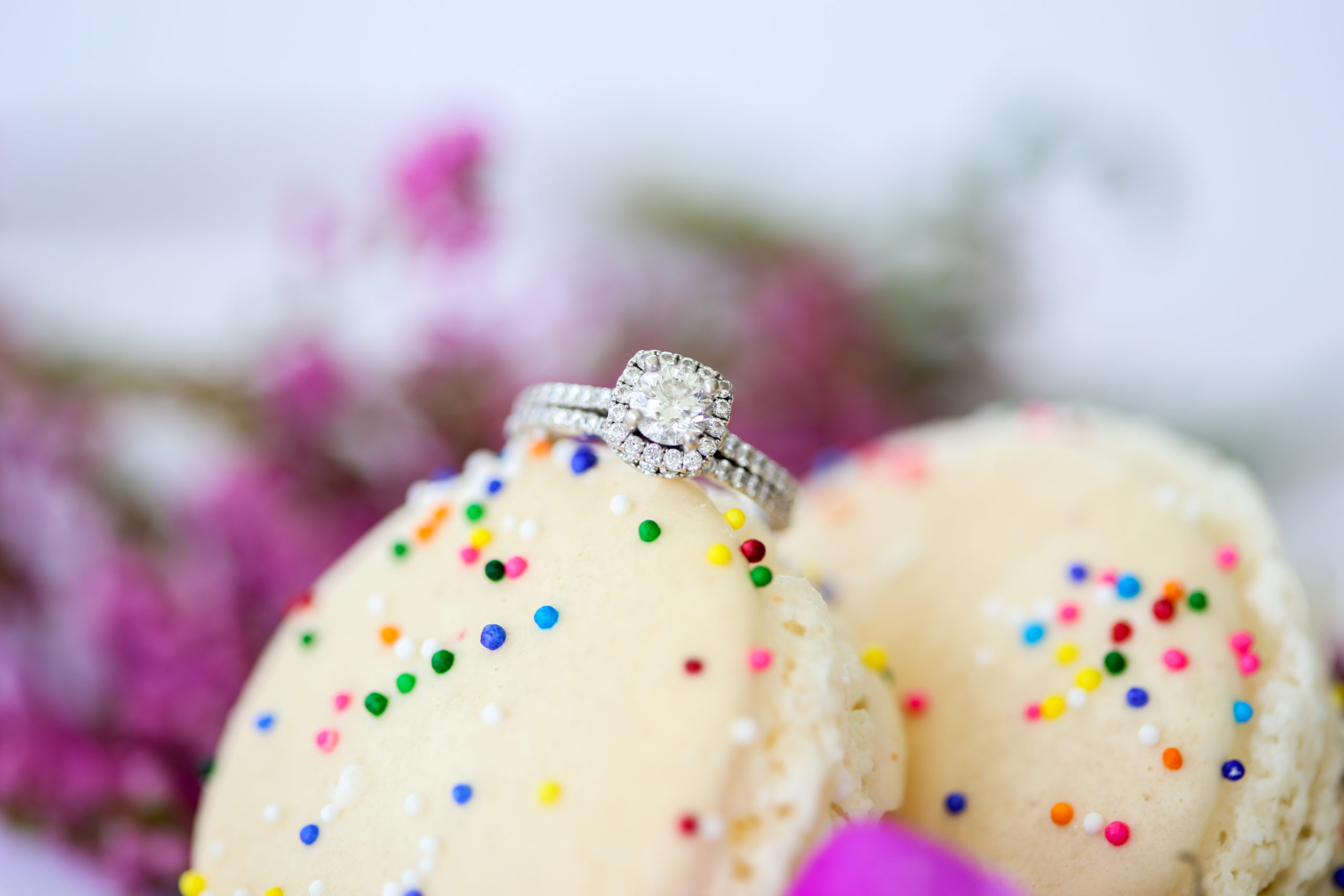 Wedding Ring on Macaroons at 1890 Eighteen Ninety Wedding Venue in Kansas City