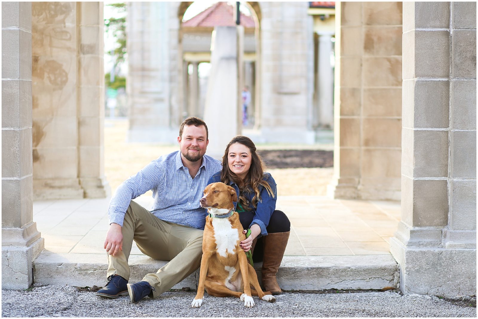 colonnade engagement photos with dog in kansas city