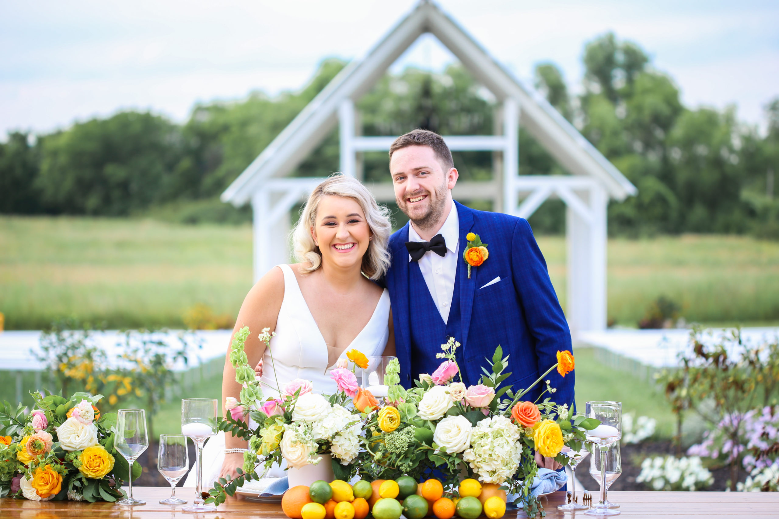 Citrus Vibrant yellow and orange wedding flowers at legacy at green hills wedding kansas city missouri