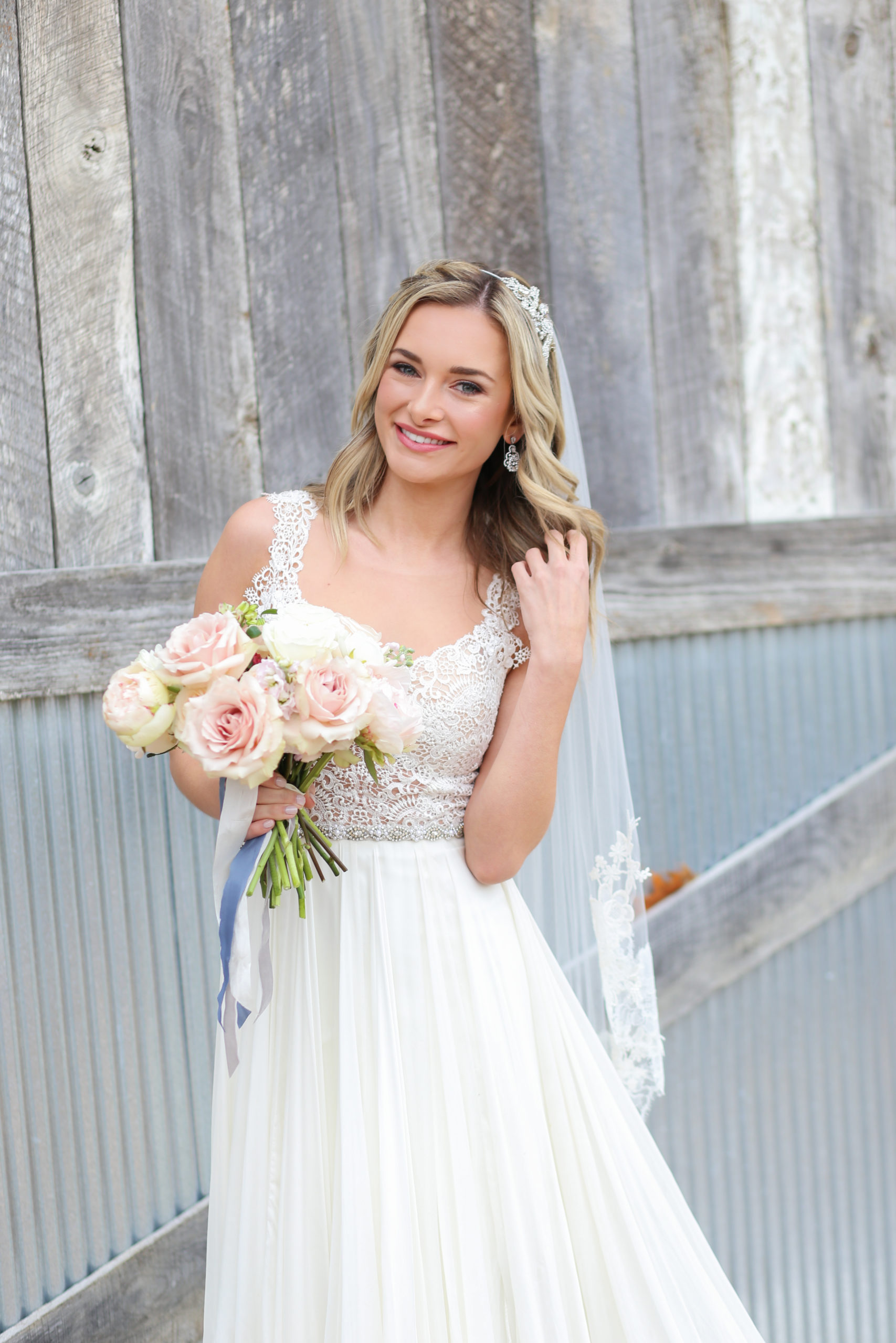 barn at riverbend wedding photography - romantic lace wedding dress