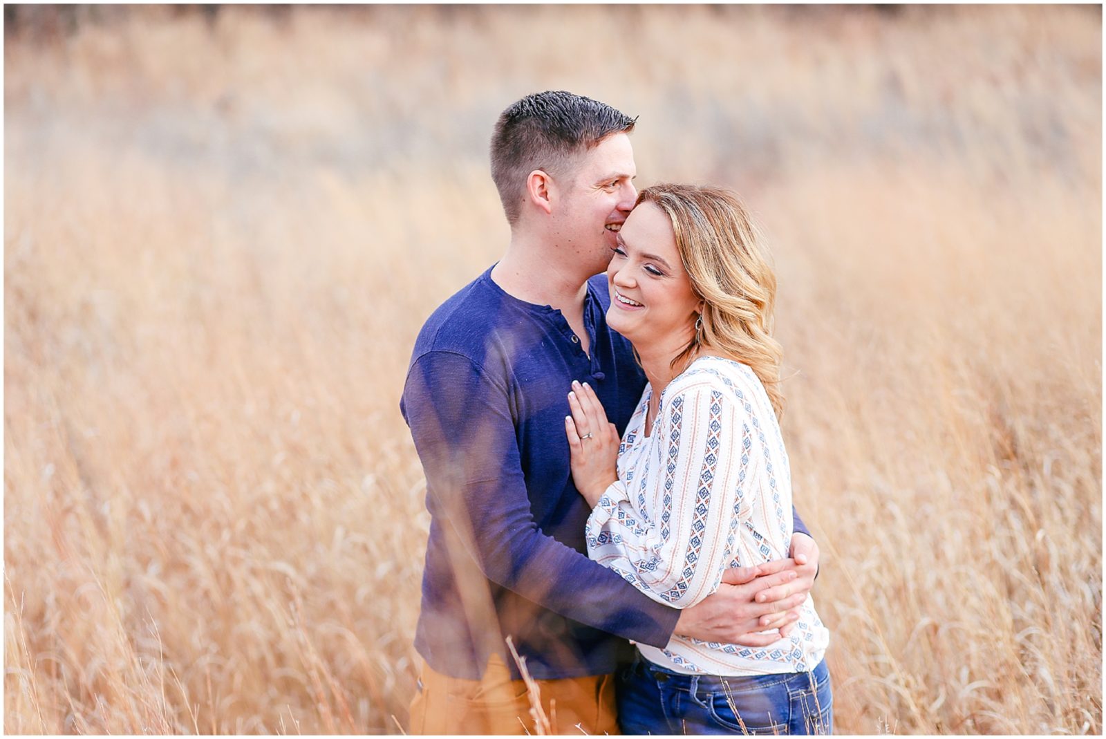 laughing couple - engagement session in kansas city - wedding photographer overland park and leawood 