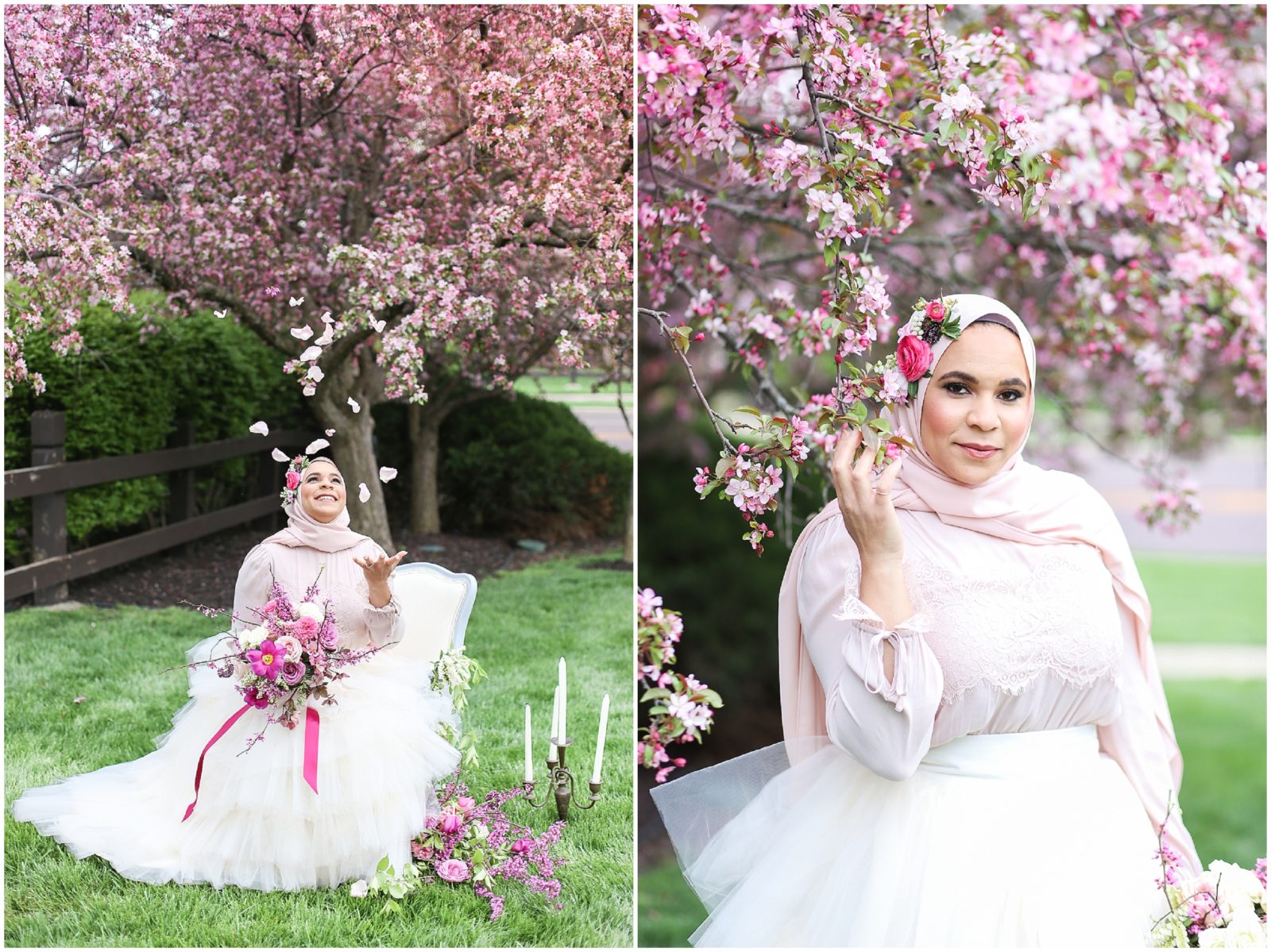 lace bridal wedding dress and makeup by hello lovely kc and floral bouquet by solstice floral studio