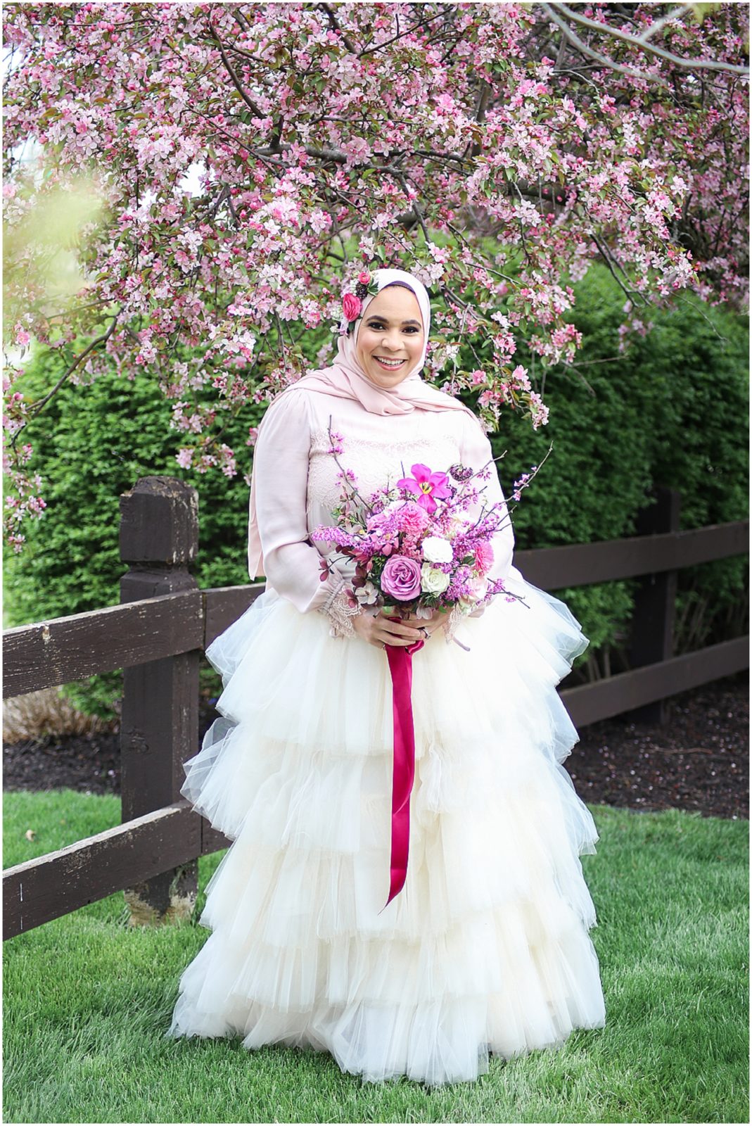 laughing bride and groom - wedding floral - lace wedding dress - hijabi - mariam saifan photography 