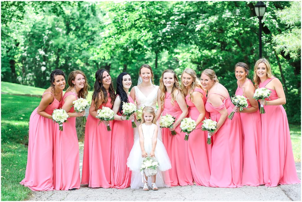 Hawthorne House Wedding Photography | Pink Coral and Navy Wedding | Summer Wedding in Kansas City - Bridal Party Portraits