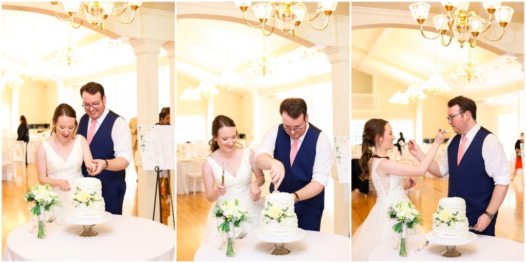 Cutting the Cake Bride and Groom at the Hawthorne House