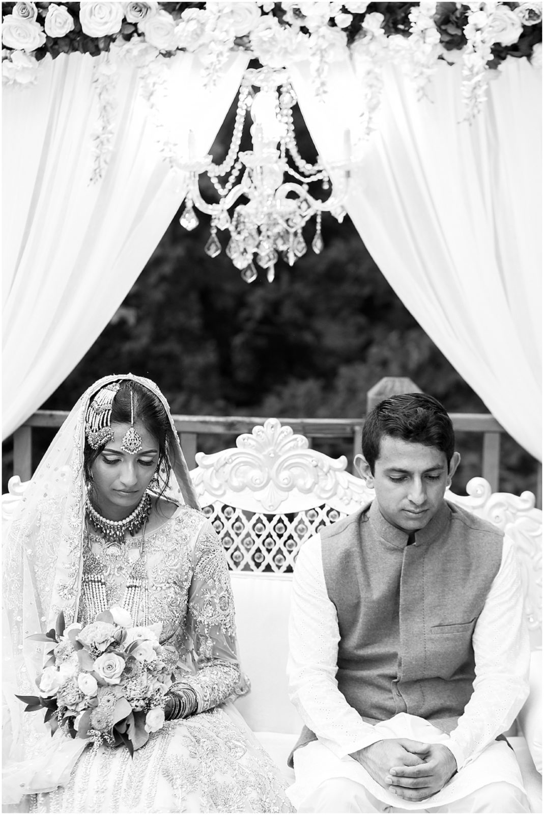 bride and groom praying - Indian Pakistani Punjabi Wedding Ceremony Nikkah - St. Louis Missouri - STL - Kansas City based Wedding Photographer - Four Seasons Wedding - Hennah Party - Islamic Wedding Ceremony - Mariam and Amaad's Intimate Backyard Wedding 