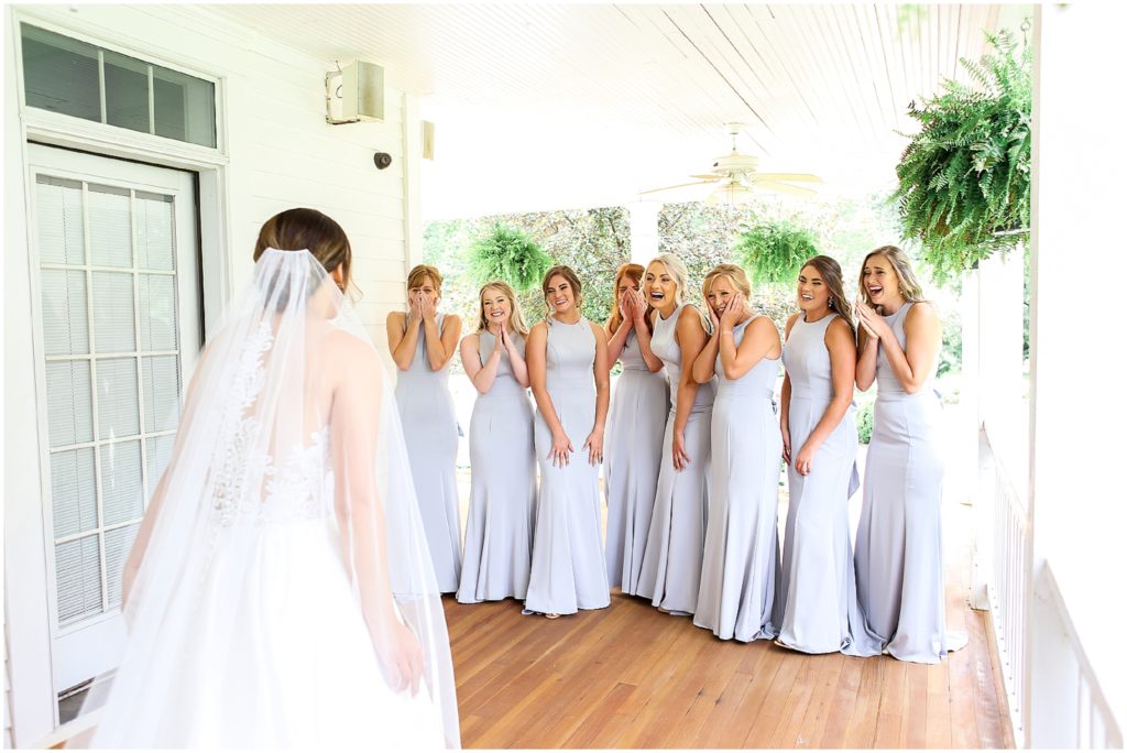 First Look with Bridesmaids |Wedding Day Timeline + Kansas City Wedding Planner & Wedding Venues | The Hawthorne House Wedding | Mariam Saifan Photography | Wild Hill Flowers