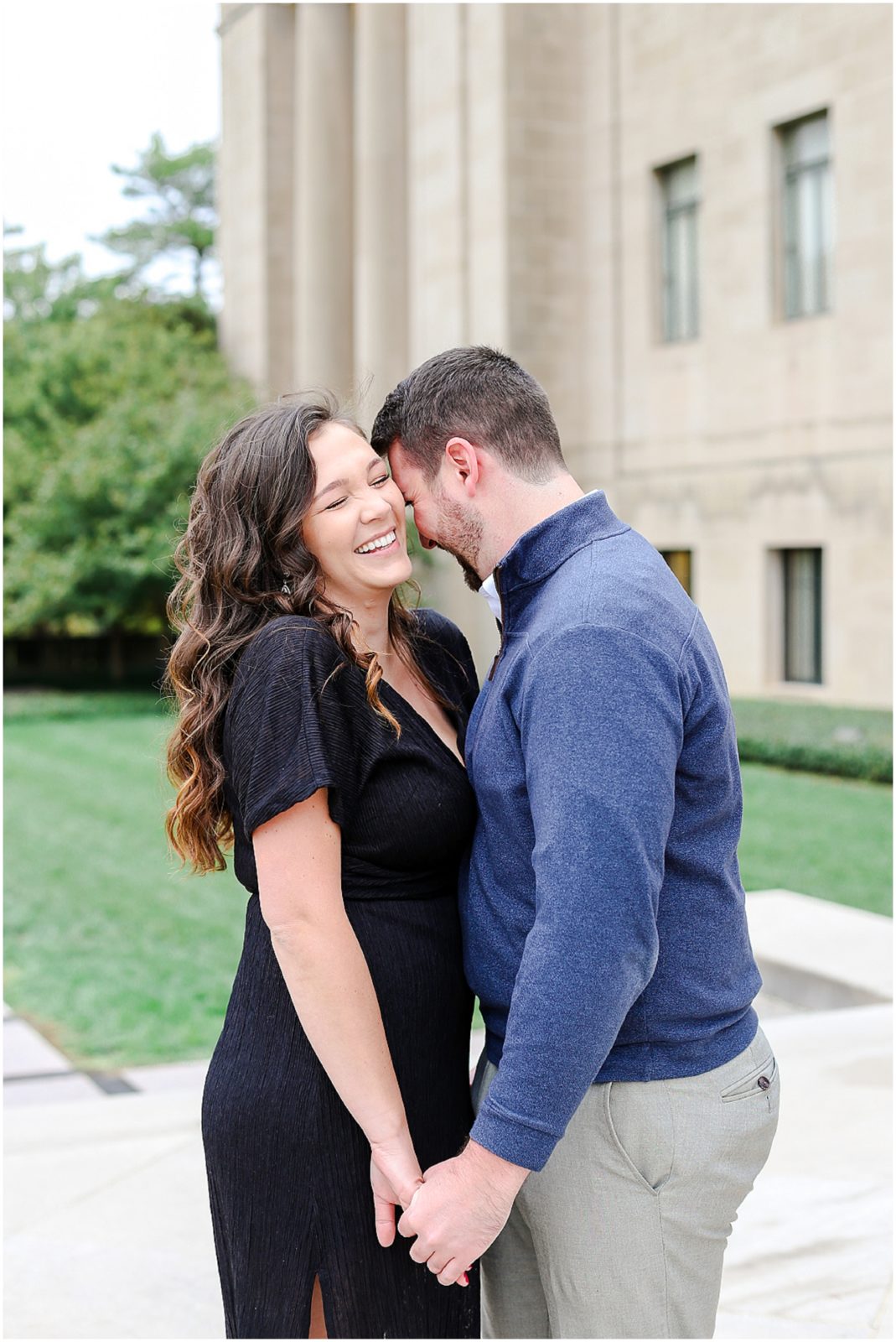 fun engagement photos in kansas Engagement Photos at the Kansas City Nelson Atkins Museum and Loose Park with Kansas City wedding photographer 